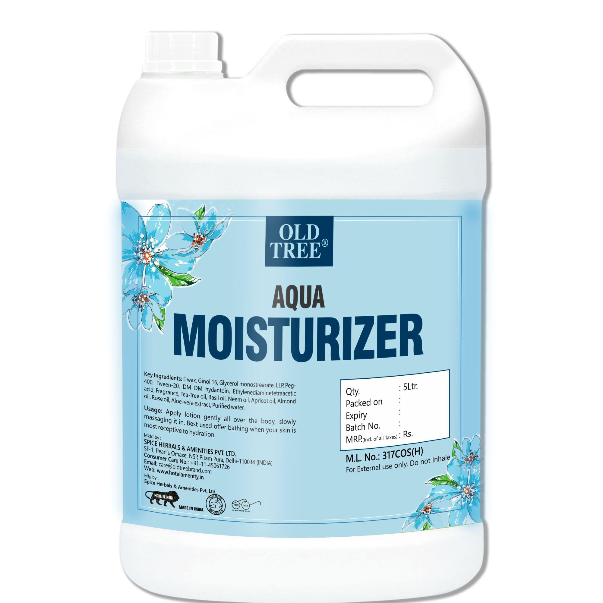 Old Tree Aqua Moisturizer 5L - Refill Moisturizer Kit for Hotel Amenities, Guest House, Hospital, Marriage Hall - Skin Lotion for Dry Skin and Promote Moisturizing-image-19