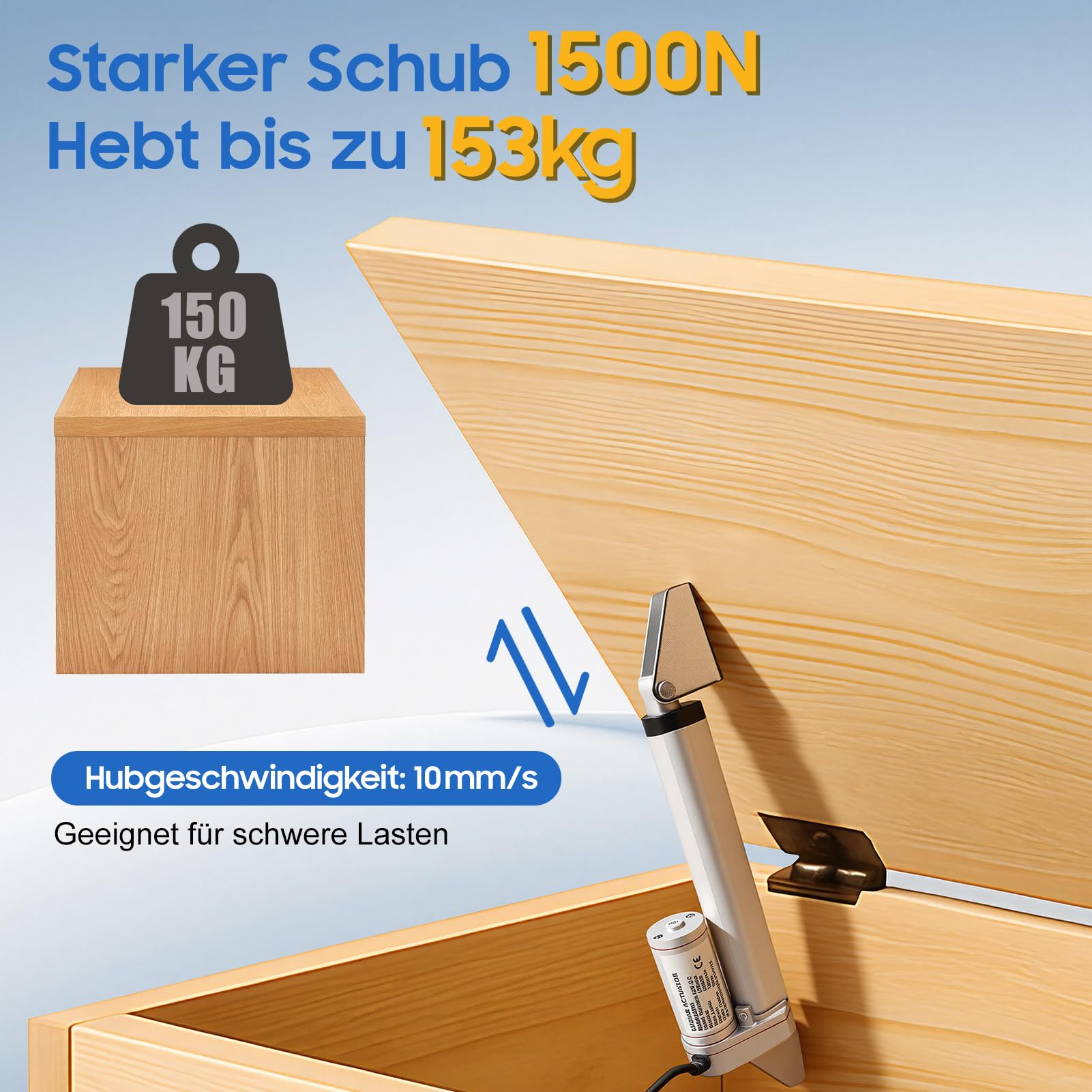 1500N Linearantrieb DC 12V Elektrozylinder Set IP65 10 mm/s Hubmotor 150 mm Fensteröffner