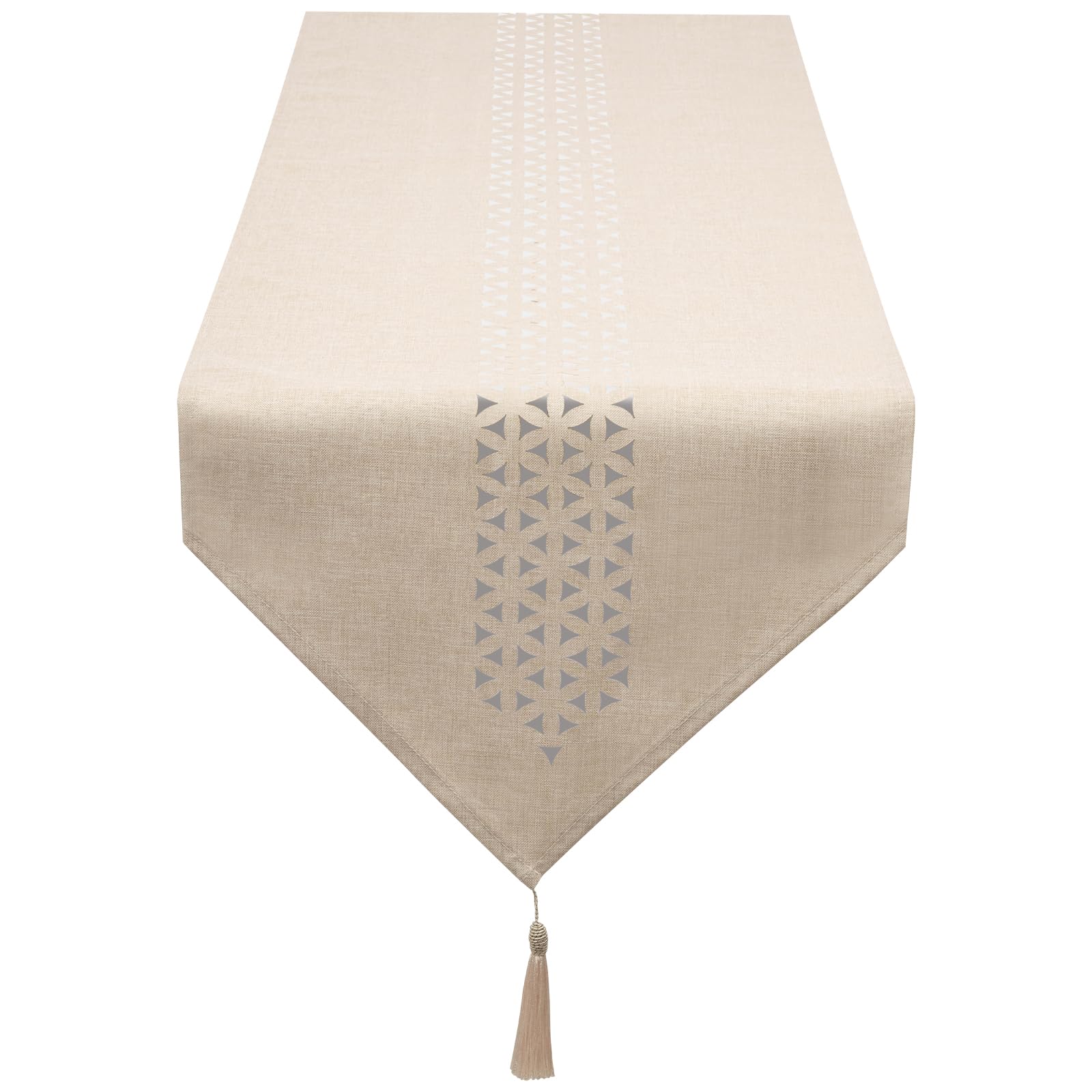 ABAKUHAUS Trullo Y Negro Camino De Mesa, Detalle Floral Del Mosaico, Decorativo Para El Comedor O Sala De Estar Fácil De Limpiar, 40 Cm X 180 Cm, Blanco Verde Menta