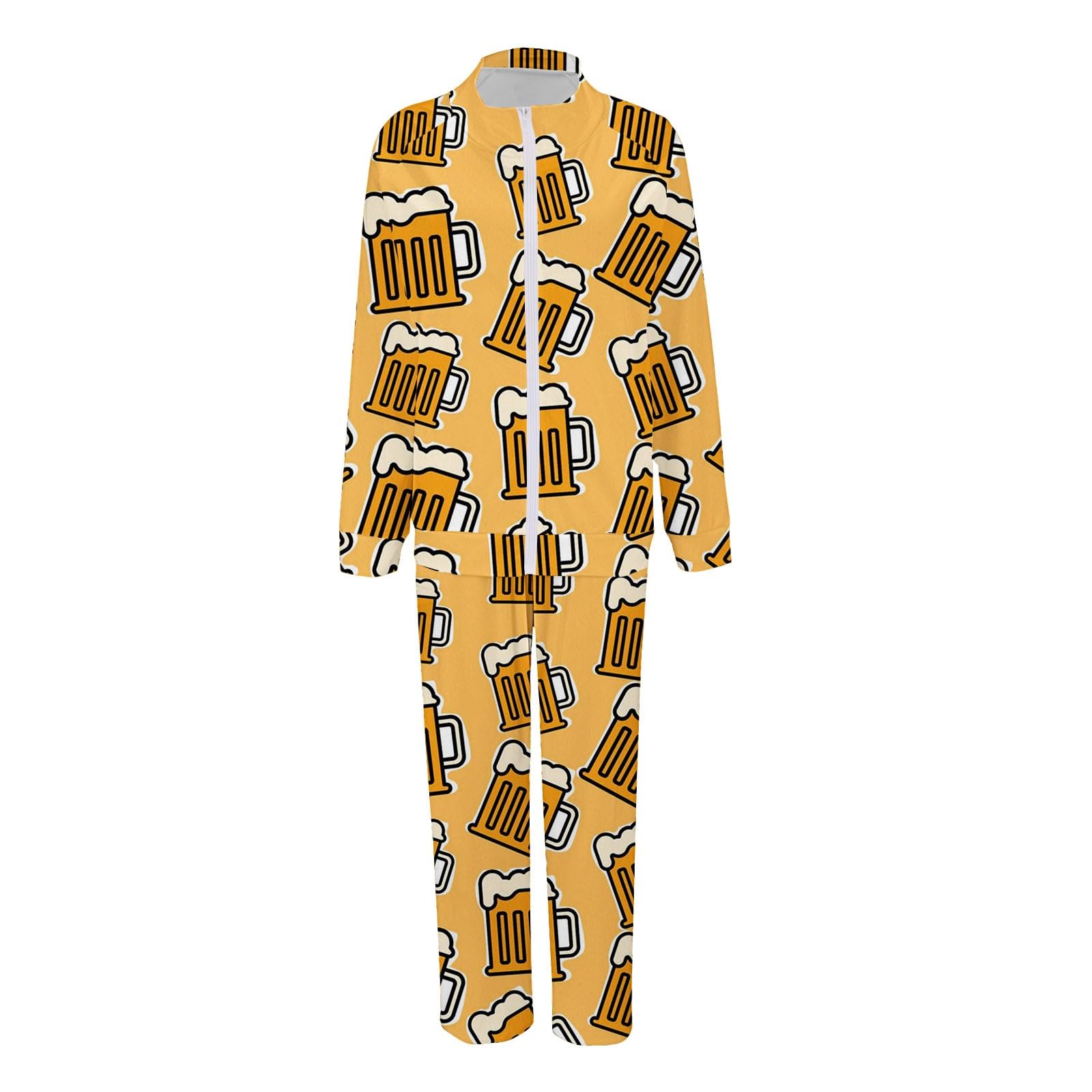 Tuta da donna in 2 pezzi, per autunno e inverno, con chiusura lampo e gamba dritta, tinta unita, con fiori, calda, elastica, comoda, per attività all'aperto, allenamento, jogging, da jogging, S-3Xl
