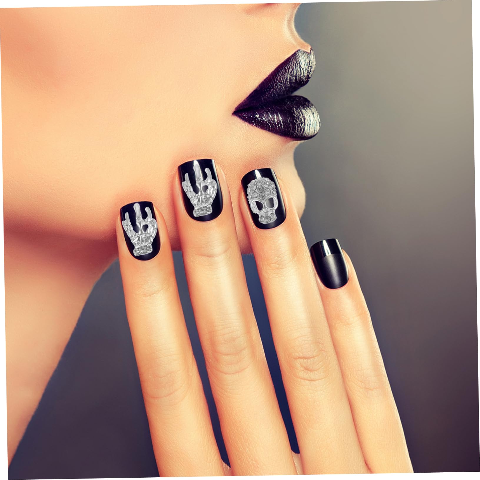 minkissy 120piezas Pegatinas De Calavera Para Uñas Con Brillantes Decoración De Manicura y Bricolaje Para Uñas Naturales y Acrílicas