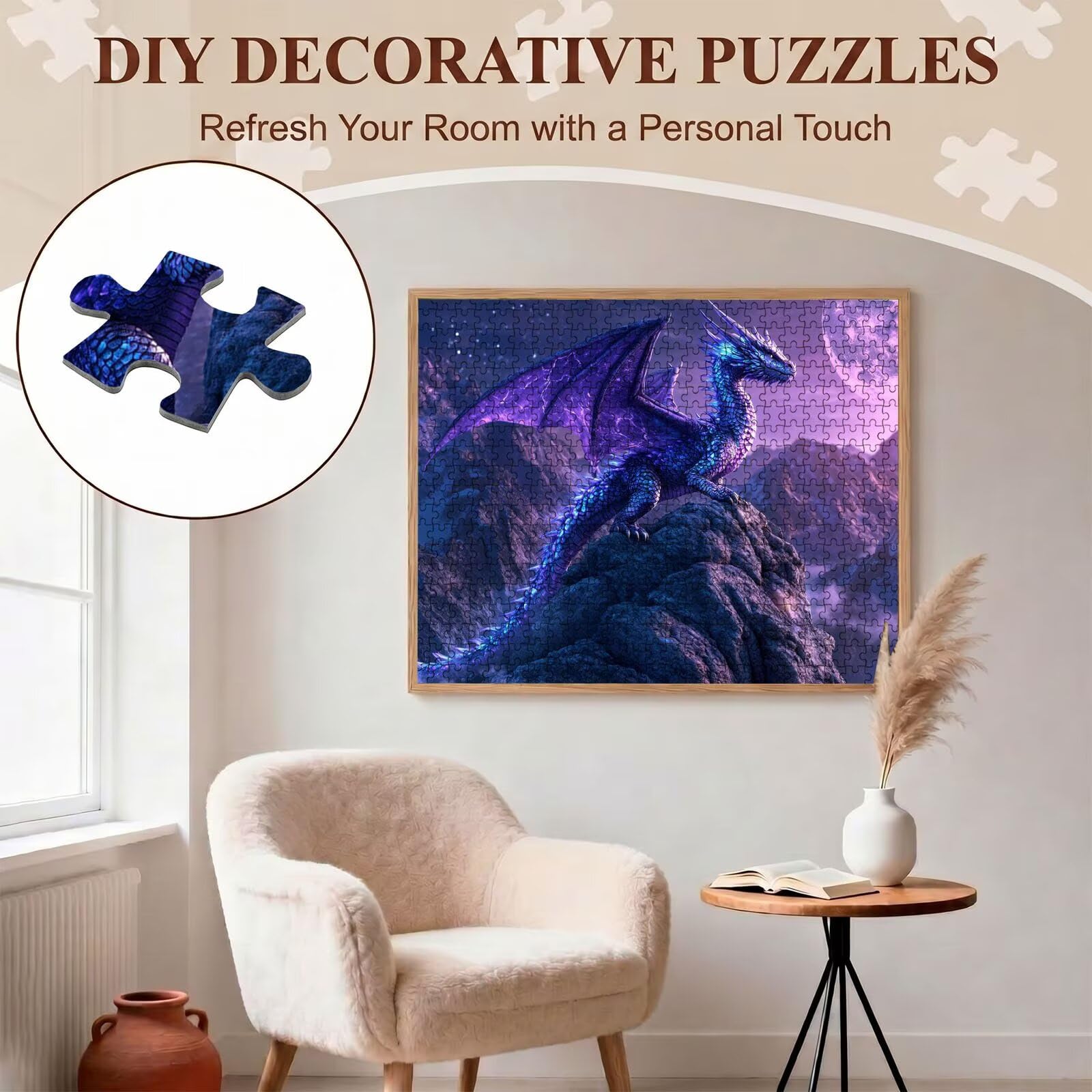 drago sogno Puzzle 1500 Pezzi per Adulti, Puzzle in Legno - Collezione Classica con Poster Incluso - Sfida di Concentrazione e Passatempo Antistress, Gioco Educativo per Famiglia, 87 x 57 cm f0-634