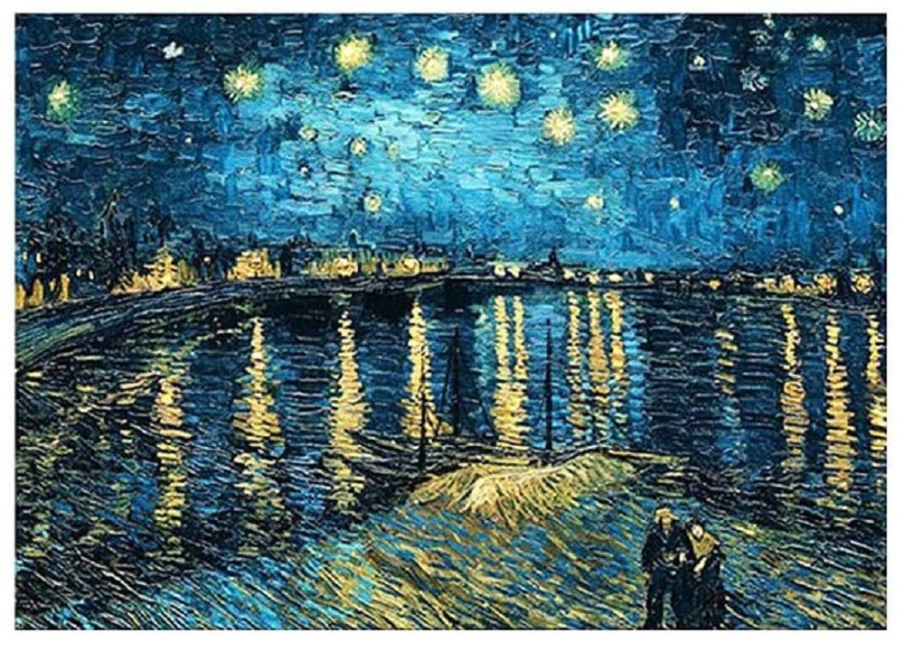 Hartop Wooden Jigsaw Puzzles 1000 Pieces for Adults, Scenery Landscape Jigsaw Puzzles, Entertainment DIY Toys for Creative Gift Home Decor (Starry Night on River, 30X20 Inch)