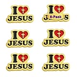 6/12/50/100 Pcs Gold Cross I Love Jesus Lapel Pins (1 in) For Men Women Religious Badge pins