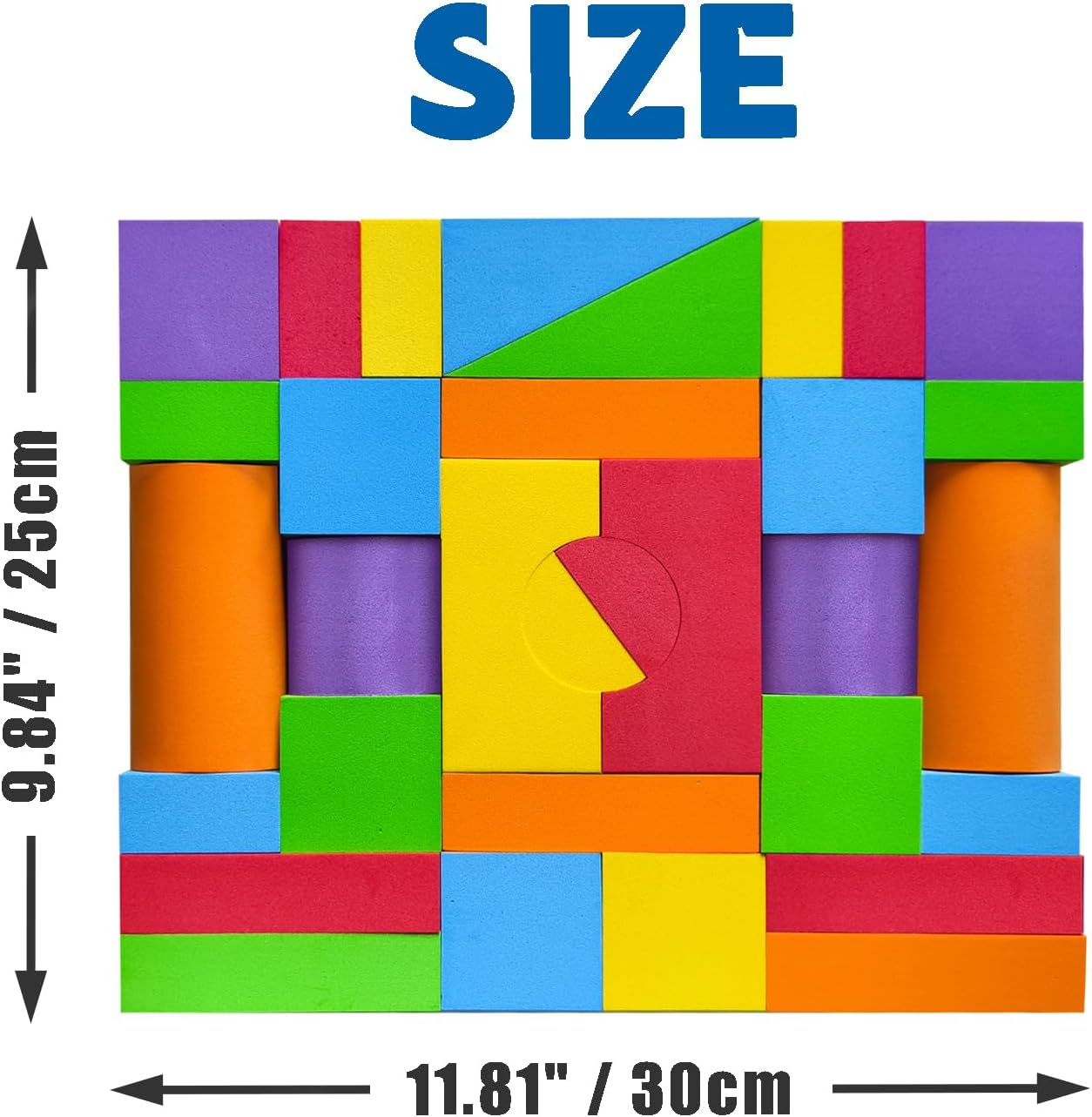 Pairez Toys Large Building Blocks for Toddlers 3-5, Big Foam Building Blocks, Baby Bath Toys, Soft Stacking Blocks Set, Montessori & Sensory Learning Toys for 3+ Years Old Boys & Girls (36PCS)