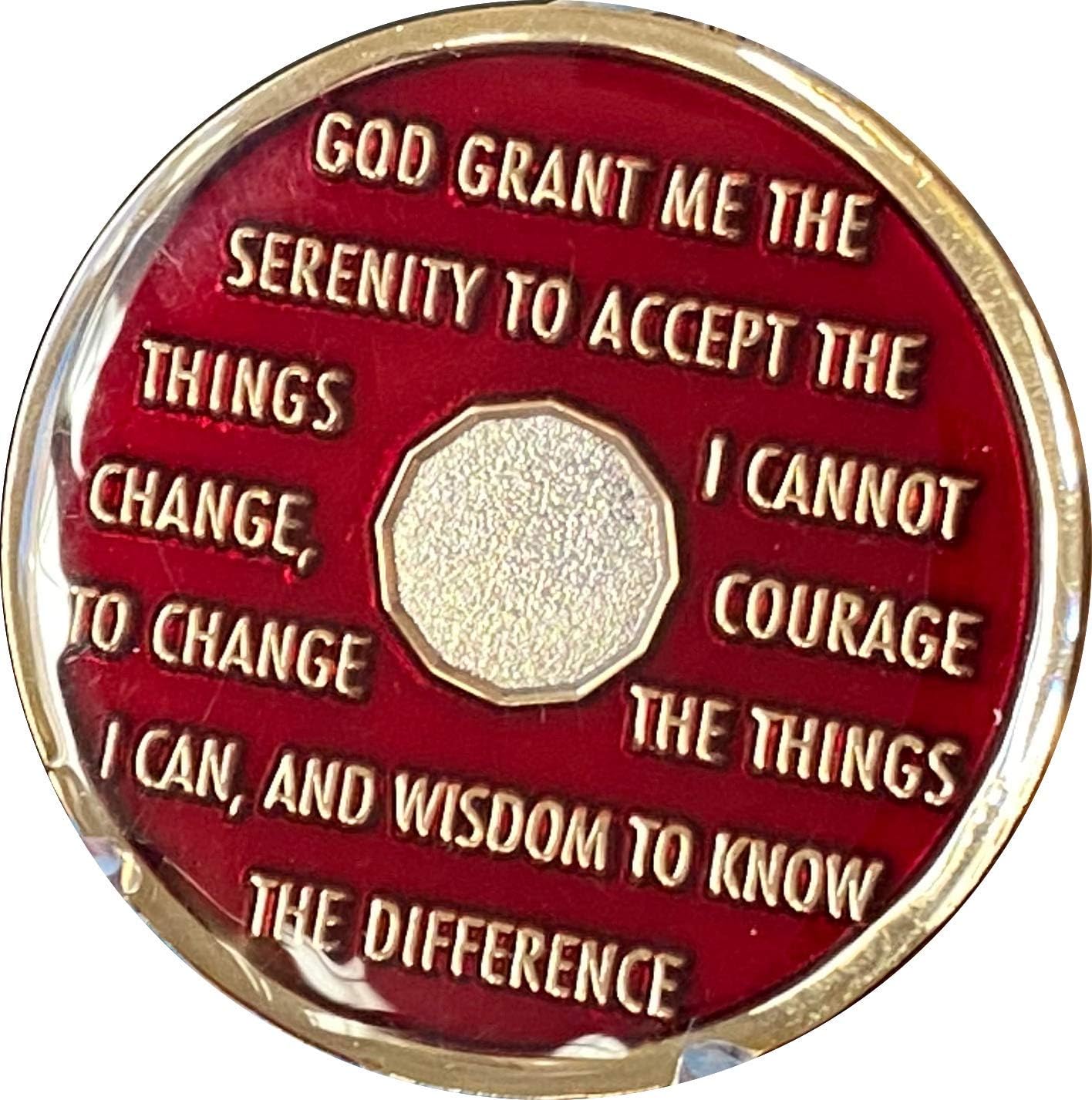 1 Month AA Medallion Metallic Mandarin Red 30 Day Sobriety Chip