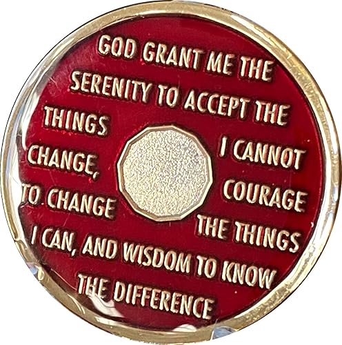 Miniatura 2 de Chip de sobriedad rojo mandarina metálica de medallón AA de 9 meses