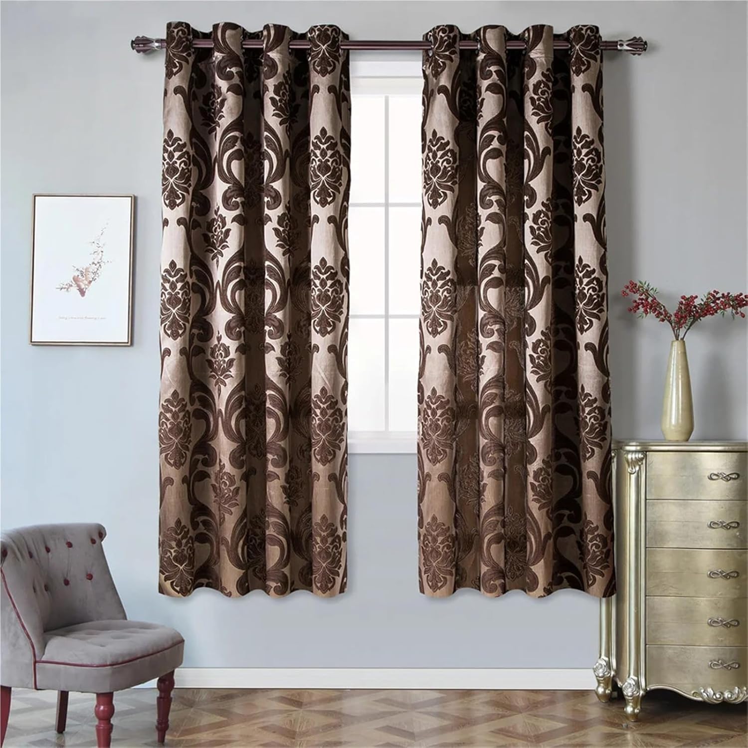 Solid Blackout Curtains for Bedroom Window Drapes for Living Room Blind Curtain Home Decor(Brown,100X200CM)