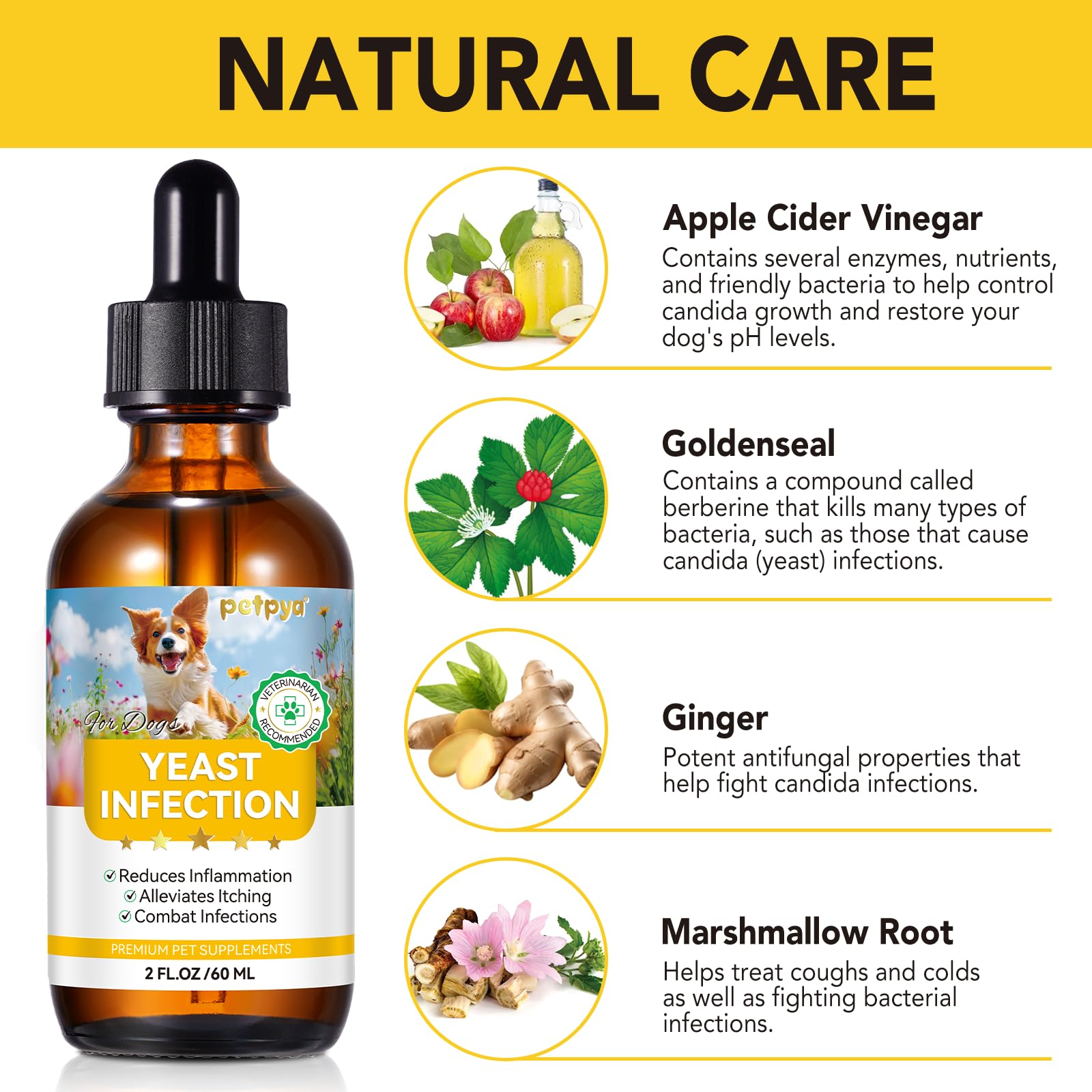 Hefe Infektion Bei Hunden, Lindert Juckende Hundehaut, Anti-Allergie, SäUre Basen Gleichgewicht Wiederherstellen, NatüRliche Inhaltsstoffe, Verbessert Die ImmunitäT 60ml