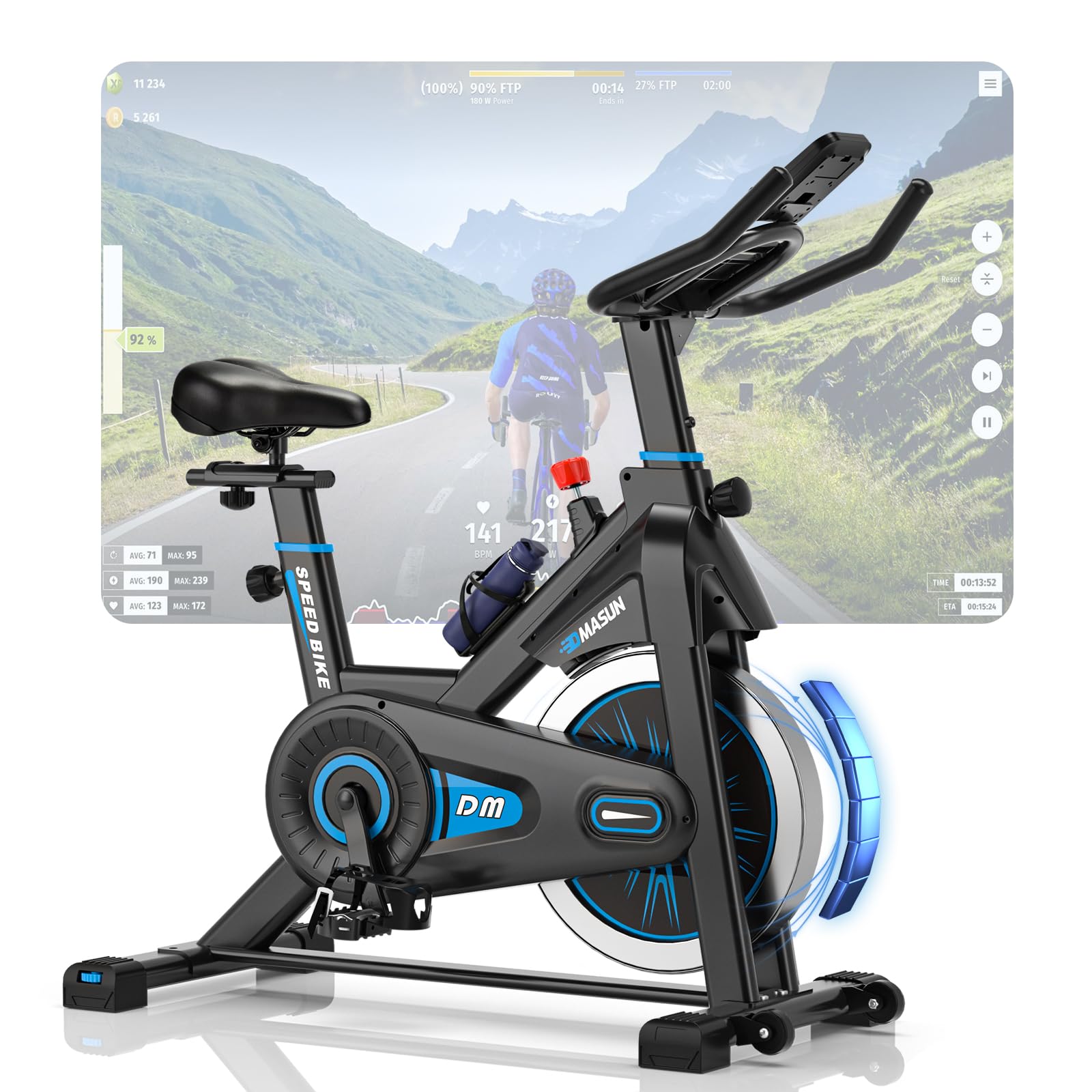 DMASUN Cyclette da Casa con Resistenza Regolabile, Cyclette Professionale con Portabicchieri e LCD Migliorata, Comodo Cuscino, Capacità 160Kg