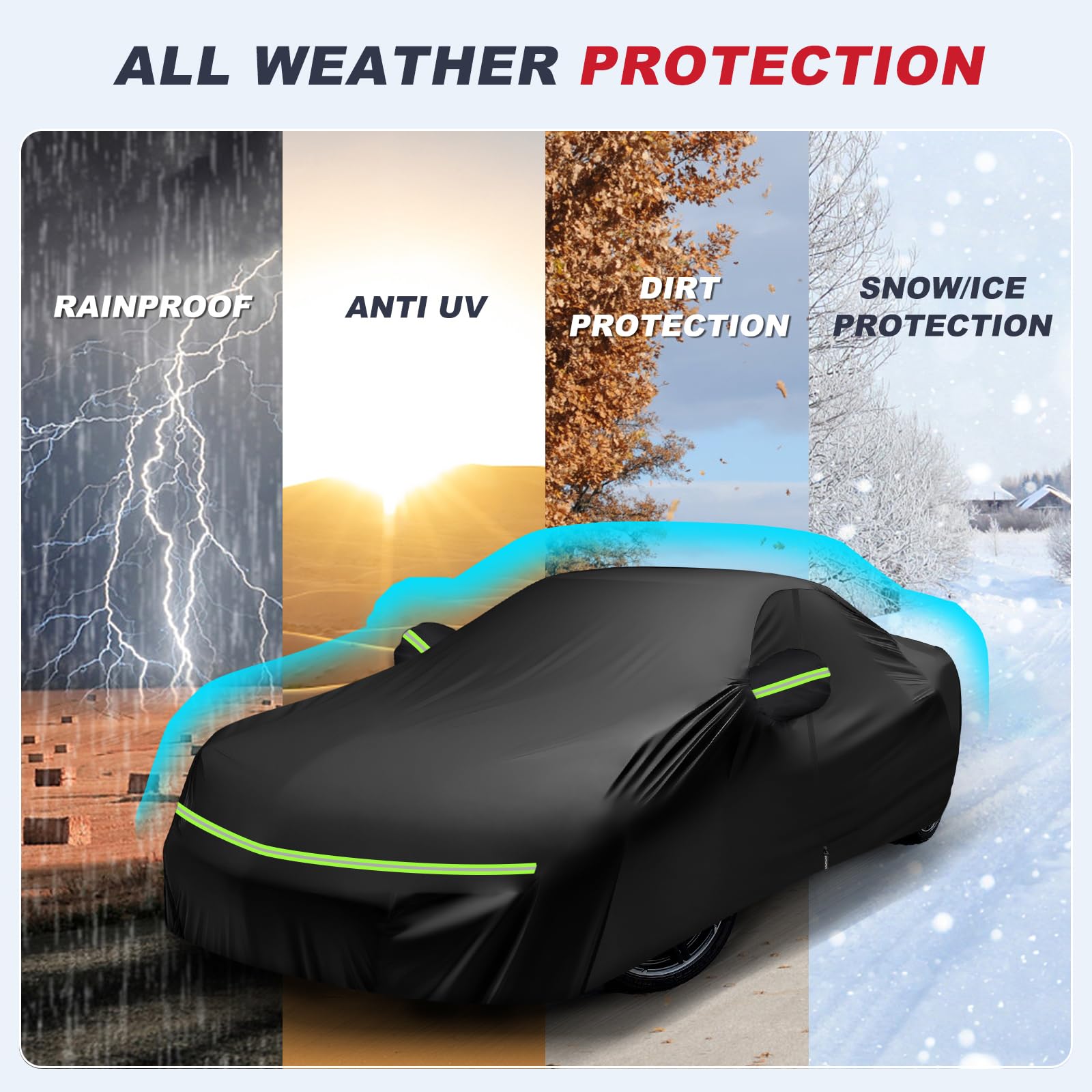 X AUTOHAUX Waterproof Car Cover For Chevrolet Corvette C8 2020-2022 - Black 210Dpu, Foldable With Zipper