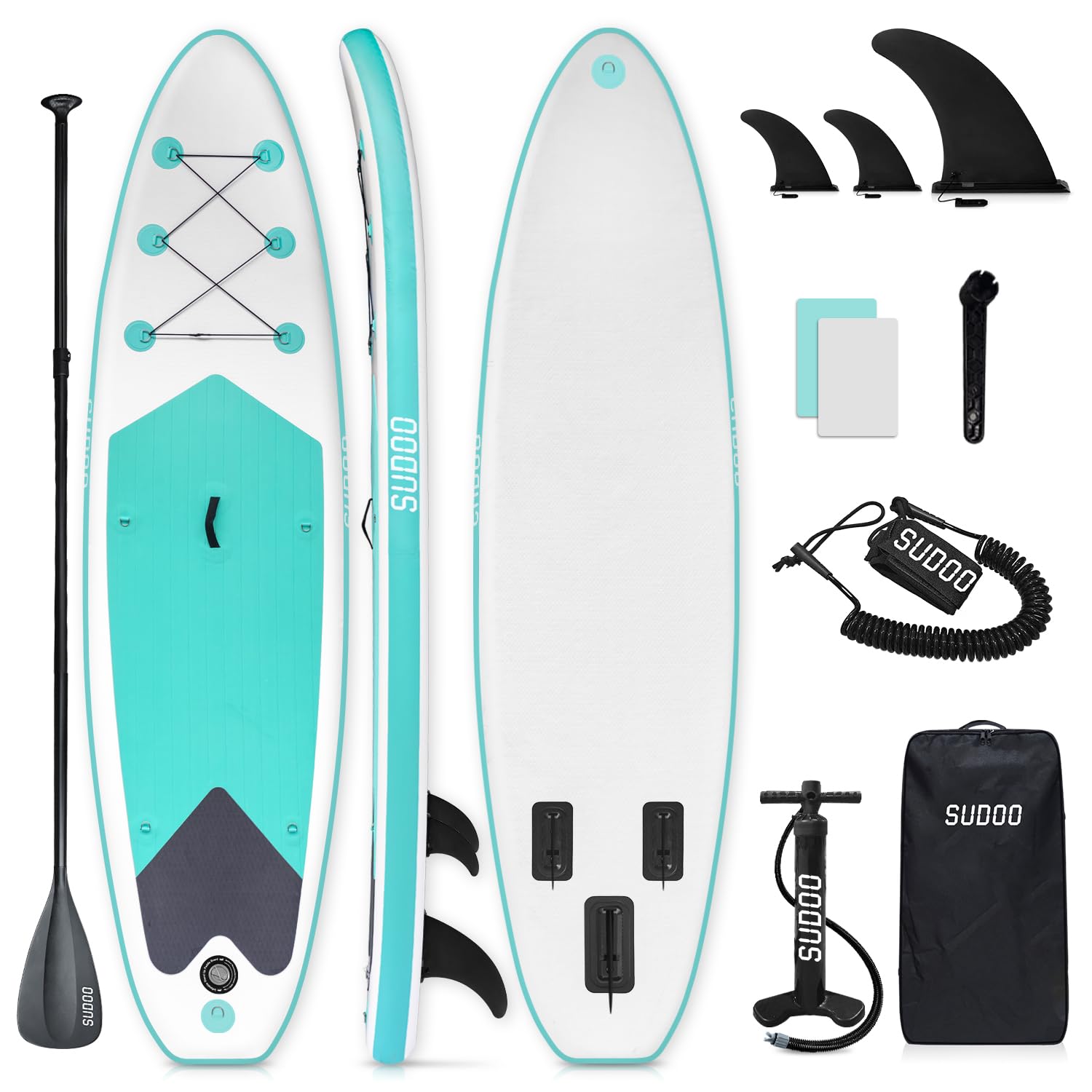 Stand Up Paddling Board, 300cm 325cm SUP Board, Aufblasbare Board für Stand-Up Paddle, Tragkraft bis 150KG, Komplettes Zubehör mit Paddel, Finnen, Pumpe