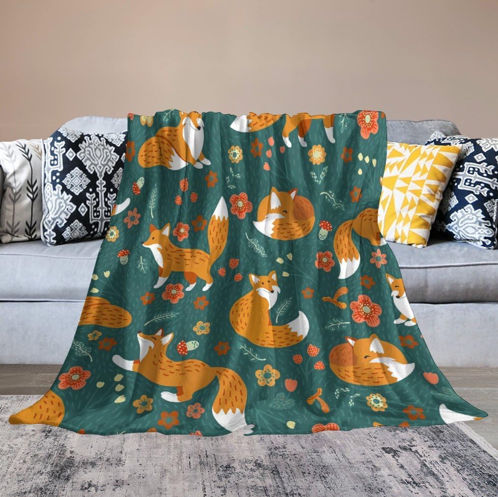 Miniatura 2 de Manta de zorro para niñas, mujeres, manta de zorros para niños y adultos, manta de forro polar suave, cálida y acogedora para sofá, cama, 40 x 50