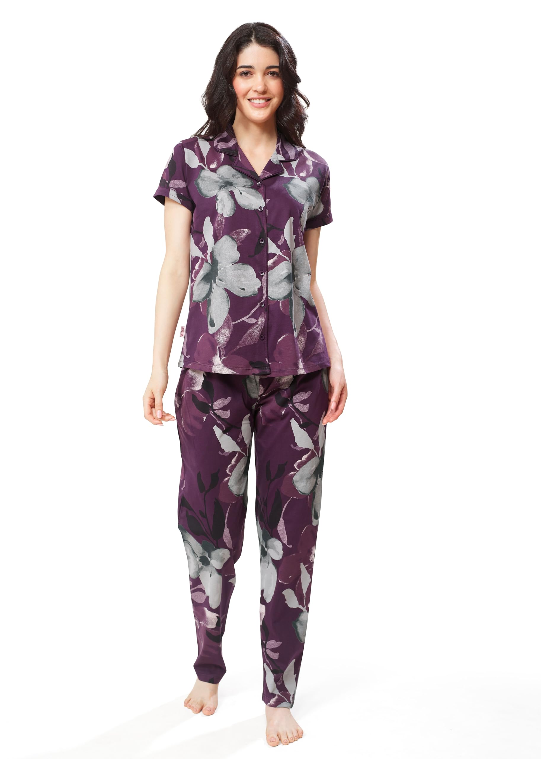 lotik Women's Cotton Floral Print Shirt-Payjama Half Sleeve Nightsuit Set-picture-31