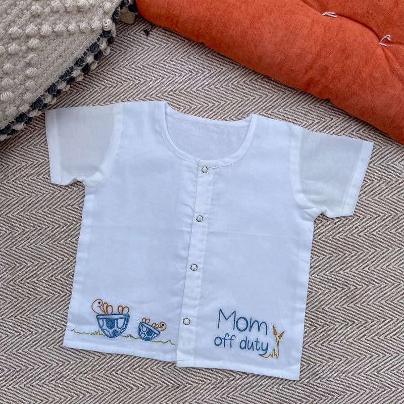 Image of Cotton Jhabla Set for Infants and Toddlers | Snap Buttons Jabla |Soft Mulmul |Breathable and Comfortable | Top with Diaper friendly bottoms