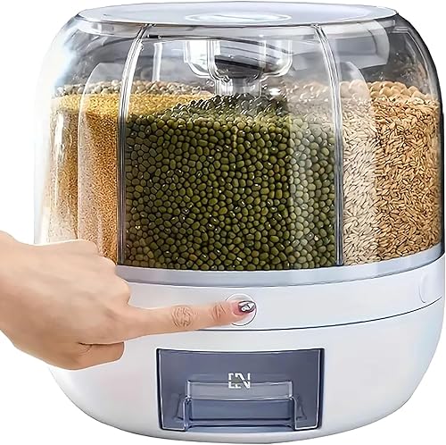 Contenedor giratorio de almacenamiento de granos, dispensador de arroz, recipiente de arroz de 6 compartimentos, dispensador de alimentos giratorio