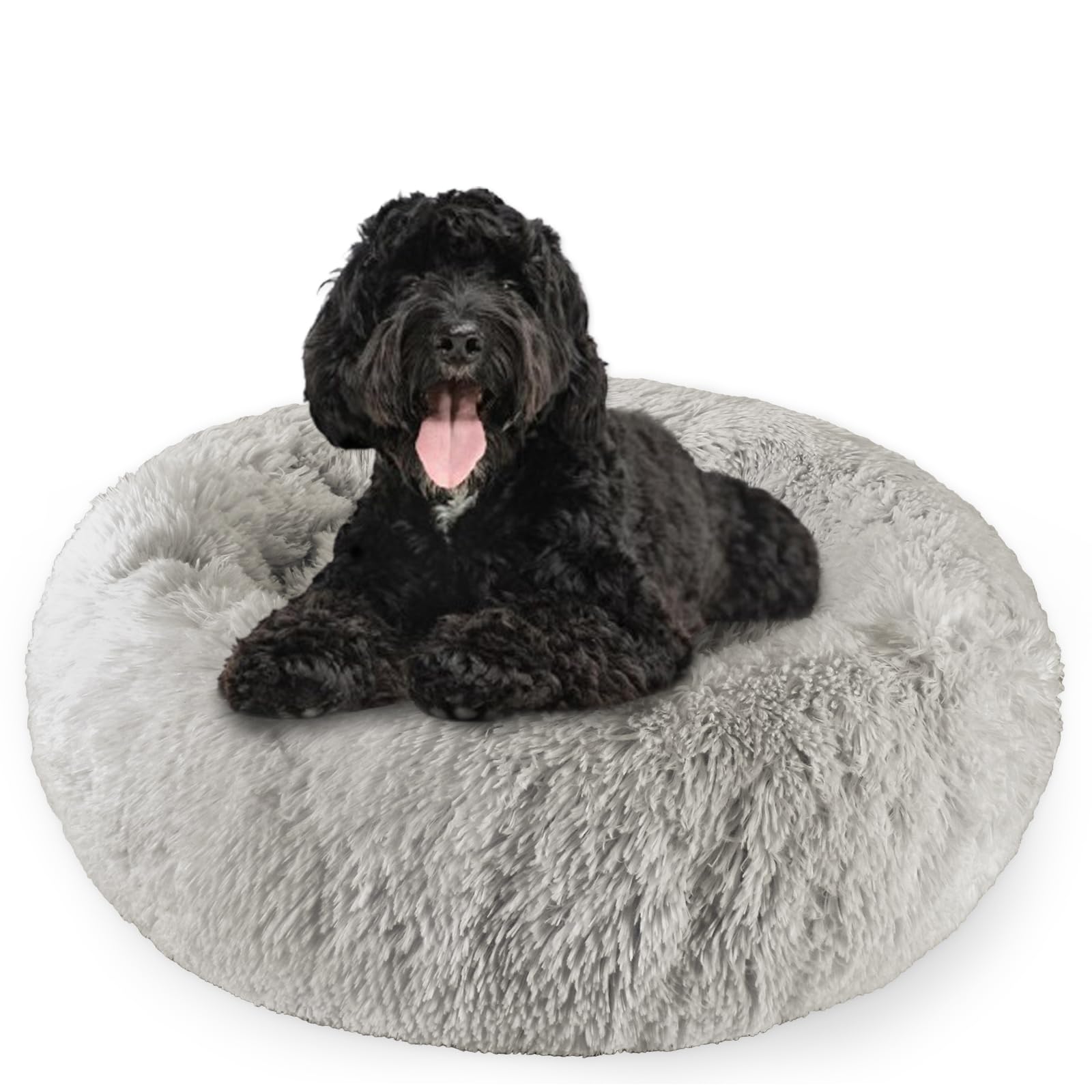 Aspand Cama de Perro y Gatos con Borde Elevado y Relleno de algodón Suave,76cm - Cómodo y Acogedor lecho para Mascotas - Cubierta de Felpa Larga y Suave - Base Antideslizante,Gris Oscuro
