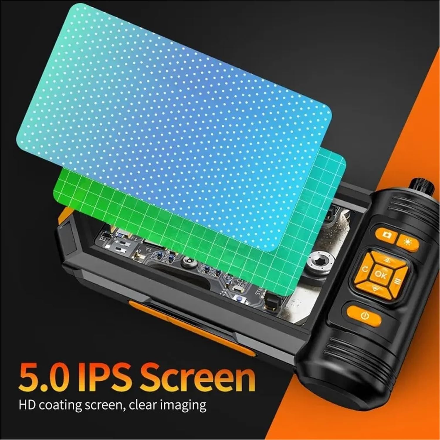 Dual & Triple Lens Industrial Endoscope 1080P 5 '' Borescope Inspection Camera with 8mm IP67 Waterproof Snake Camera for Car(5m,Dual Lens)