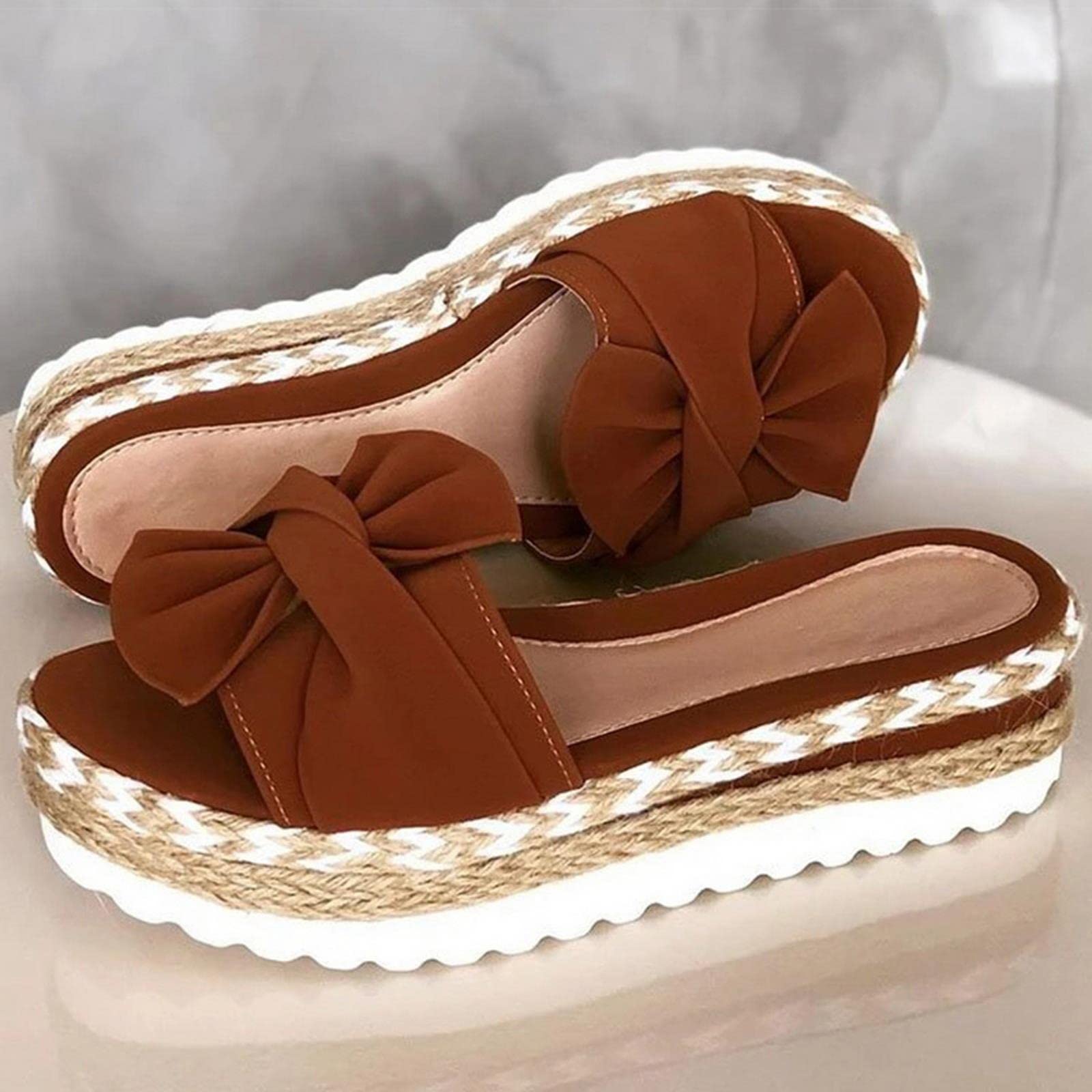 MOGSA Pantuflas de verano para mujer, sandalias de tacón con cuñas, zapatos para mujer, sandalias de plataforma de verano