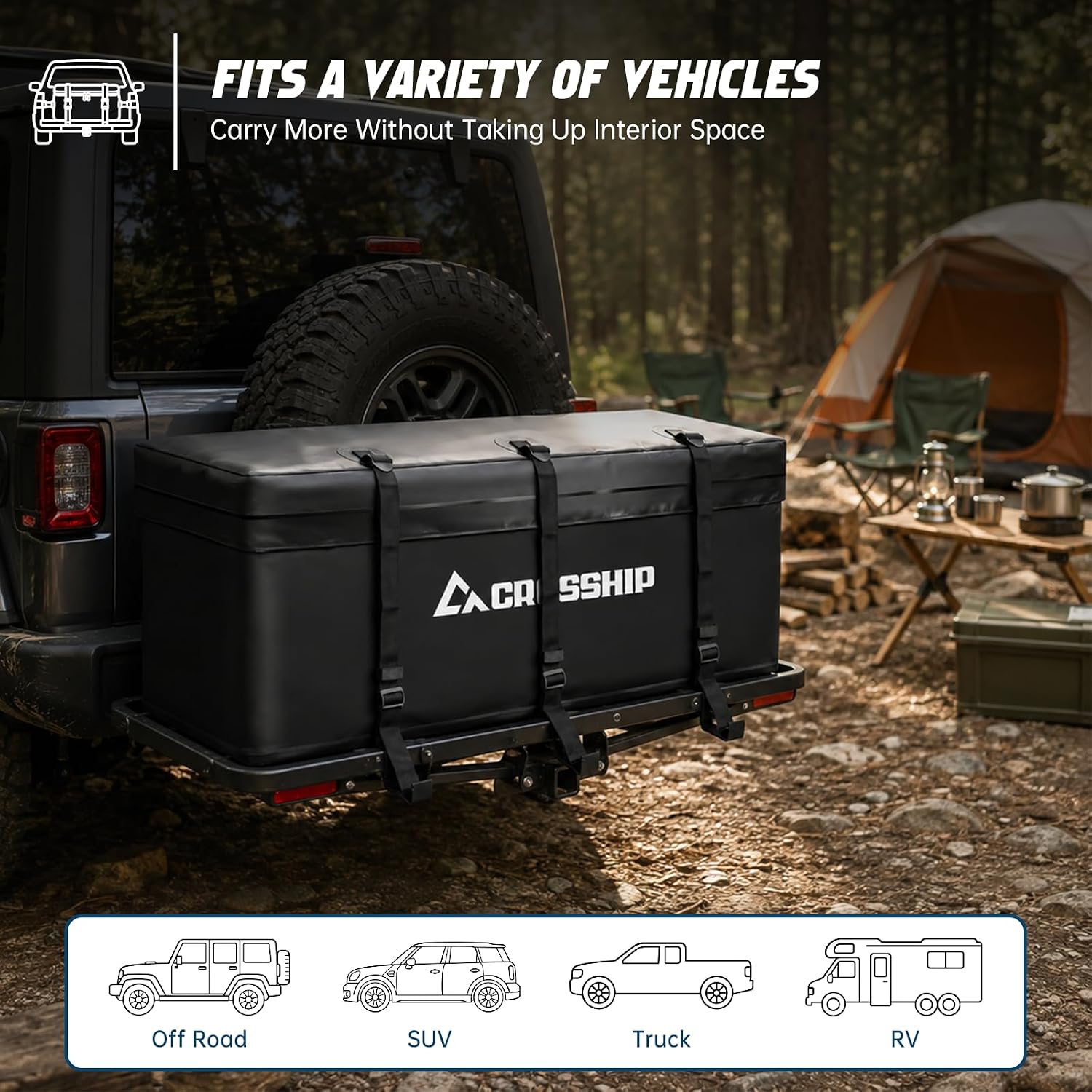 Hitch Cargo Carrier Bag - Soft-Shell Bag for Hitch Cargo Carrier