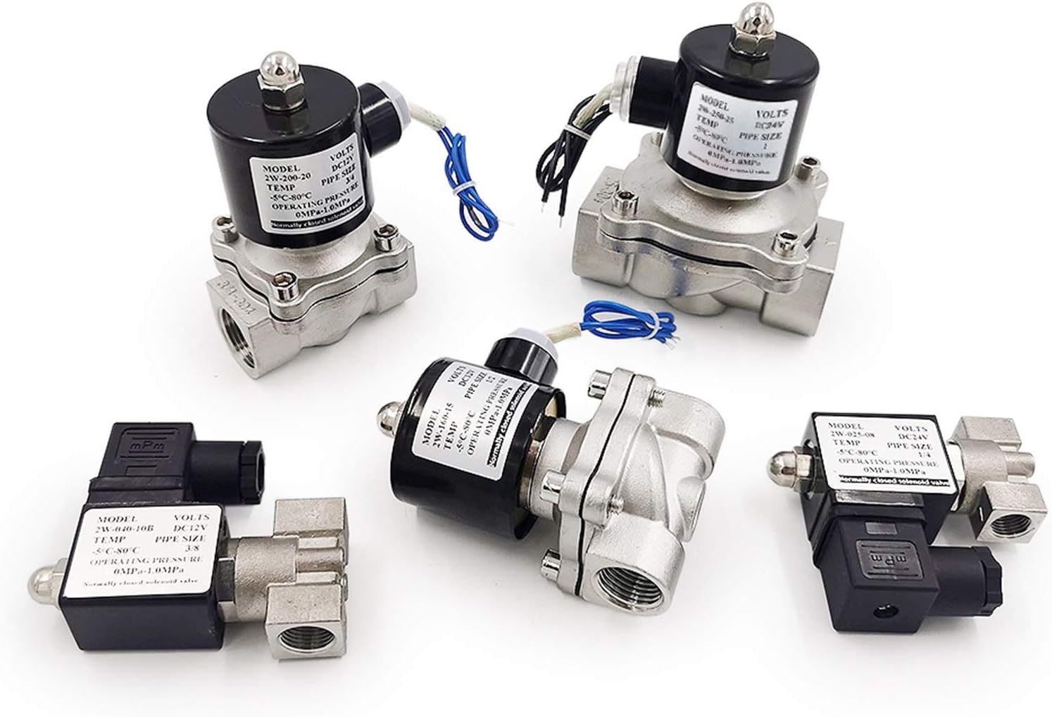 1/4 3/8 1/2 3/4 1 Inch DN8 DN15 DN25 Stainless Steel Electric Solenoid Valve 12V 24V 220V 110V Pneumatic Valve for Water Oil Air(Ac220v,DN25)