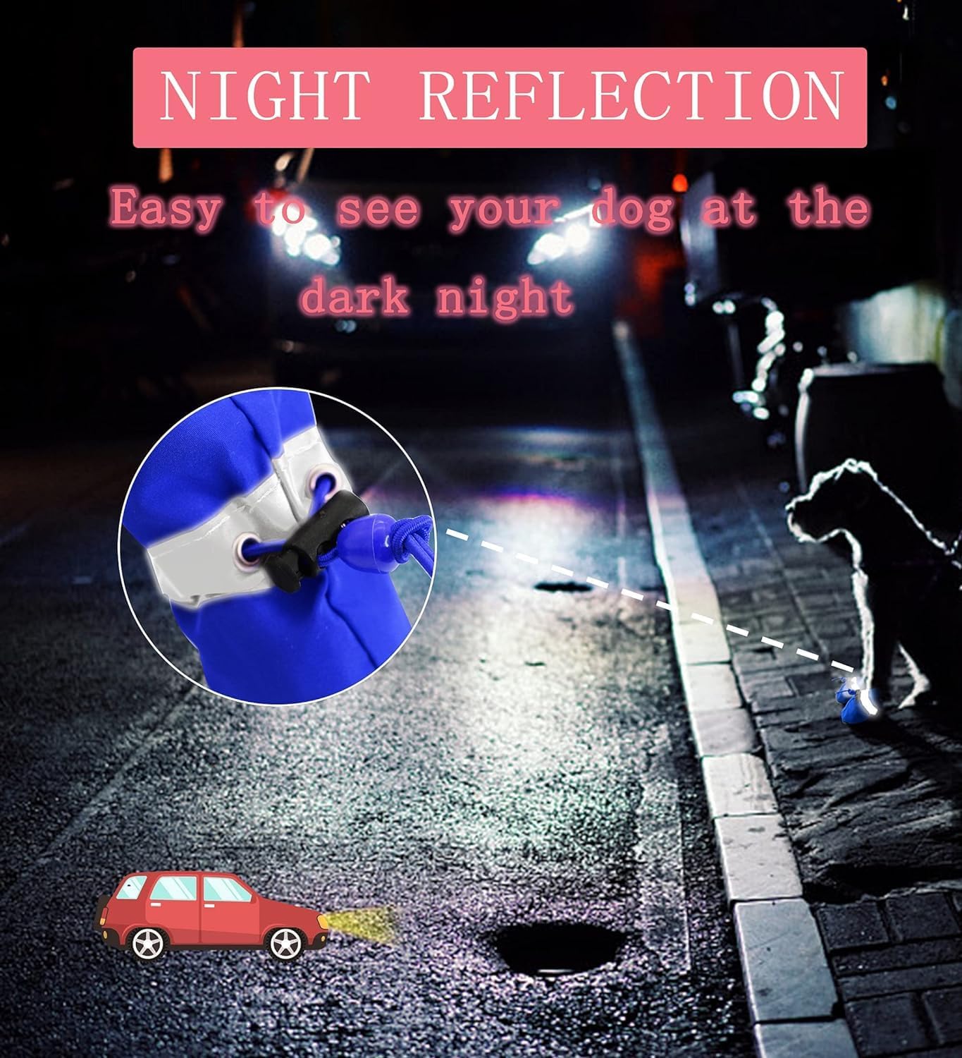 YAODHAOD Dog Shoes for Small Dogs, Puppy Dog Boots & Paw Protector for Winter Snowy Days, Anti-Slip Sole Dog Booties for Indoor Hardwood Floor 4PCS (Blue,Size: 2)