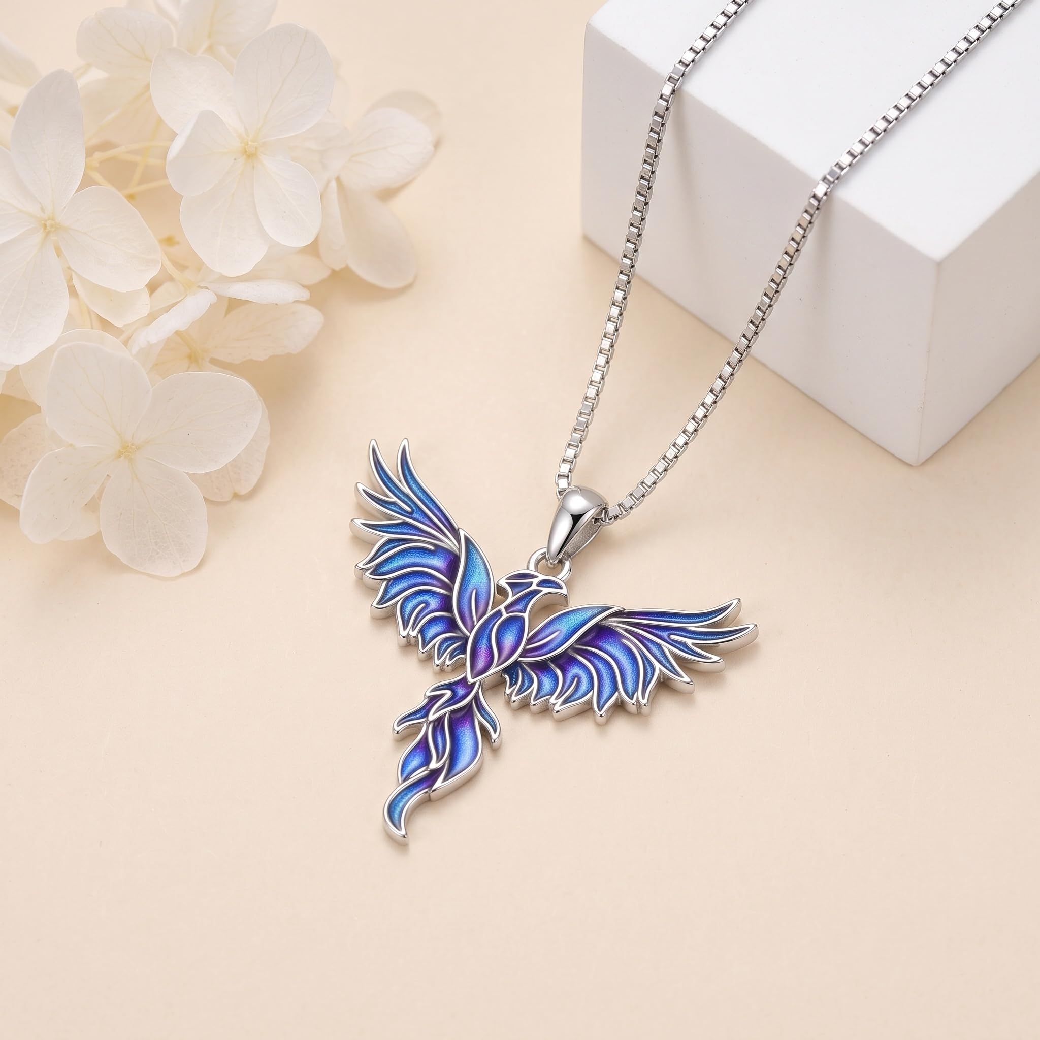 Collana da donna con ciondolo a forma di fenice sfumata, gioiello con ciondolo a forma di fenice, regalo di compleanno o anniversario per lei