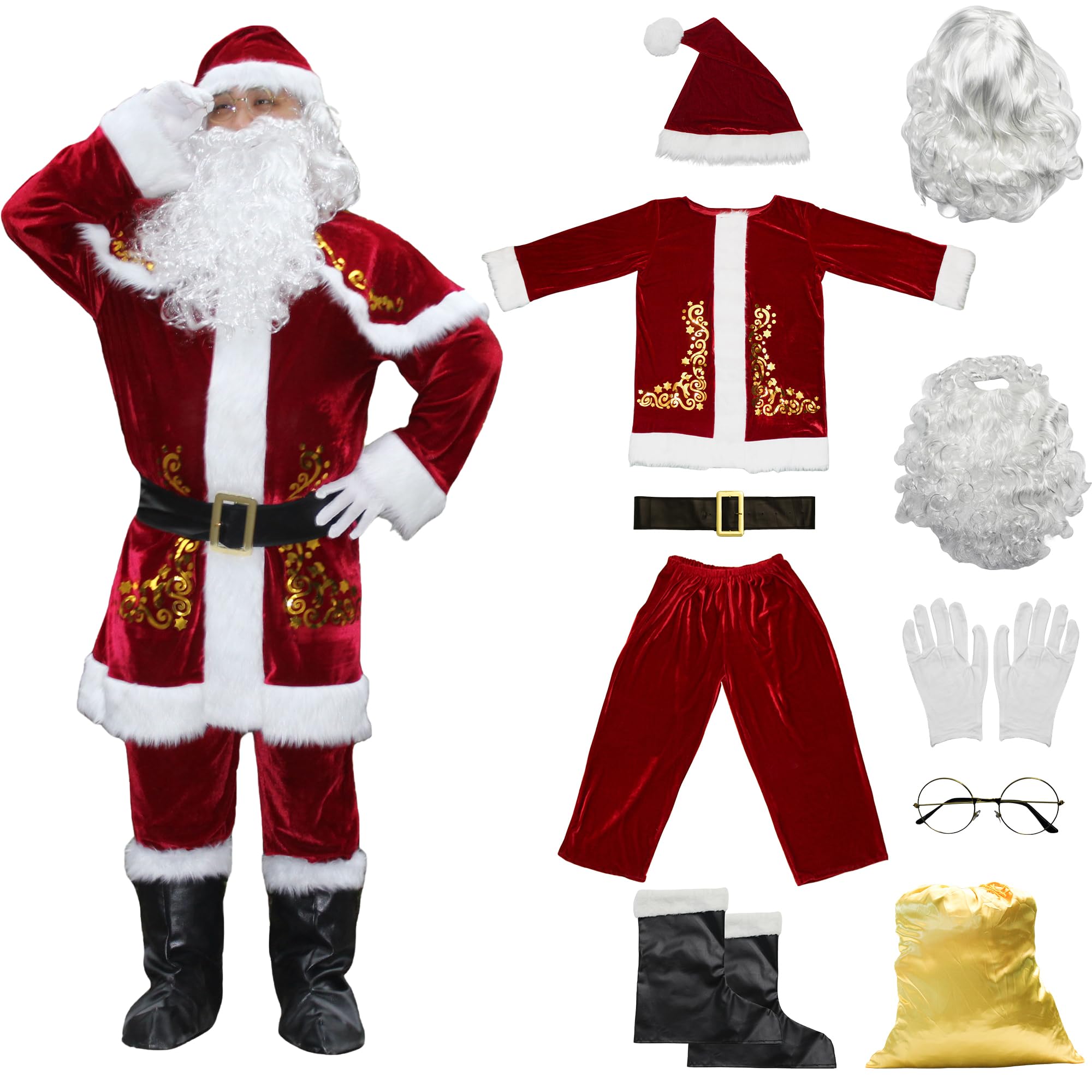 Weihnachtsmann-Kostüm für Männer, komplettes Kleidungsstück, Weihnachtsmann-Kostüm, Erwachsene, Männer