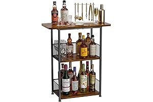 Floor Standing Freestanding Whiskey Rack: 3 Tier Wine Rack Mini Bar Table...