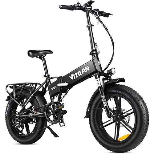 VITILAN V3 2.0 Foldable Electric Bike, 1200W Peak Motor, 48V 13Ah Battery, Hydraulic Brakes, 20" Fat Tire E-Bike for Adults, Max 28 MPH, All-Terrain for Snow, Commute, Street, Mountain