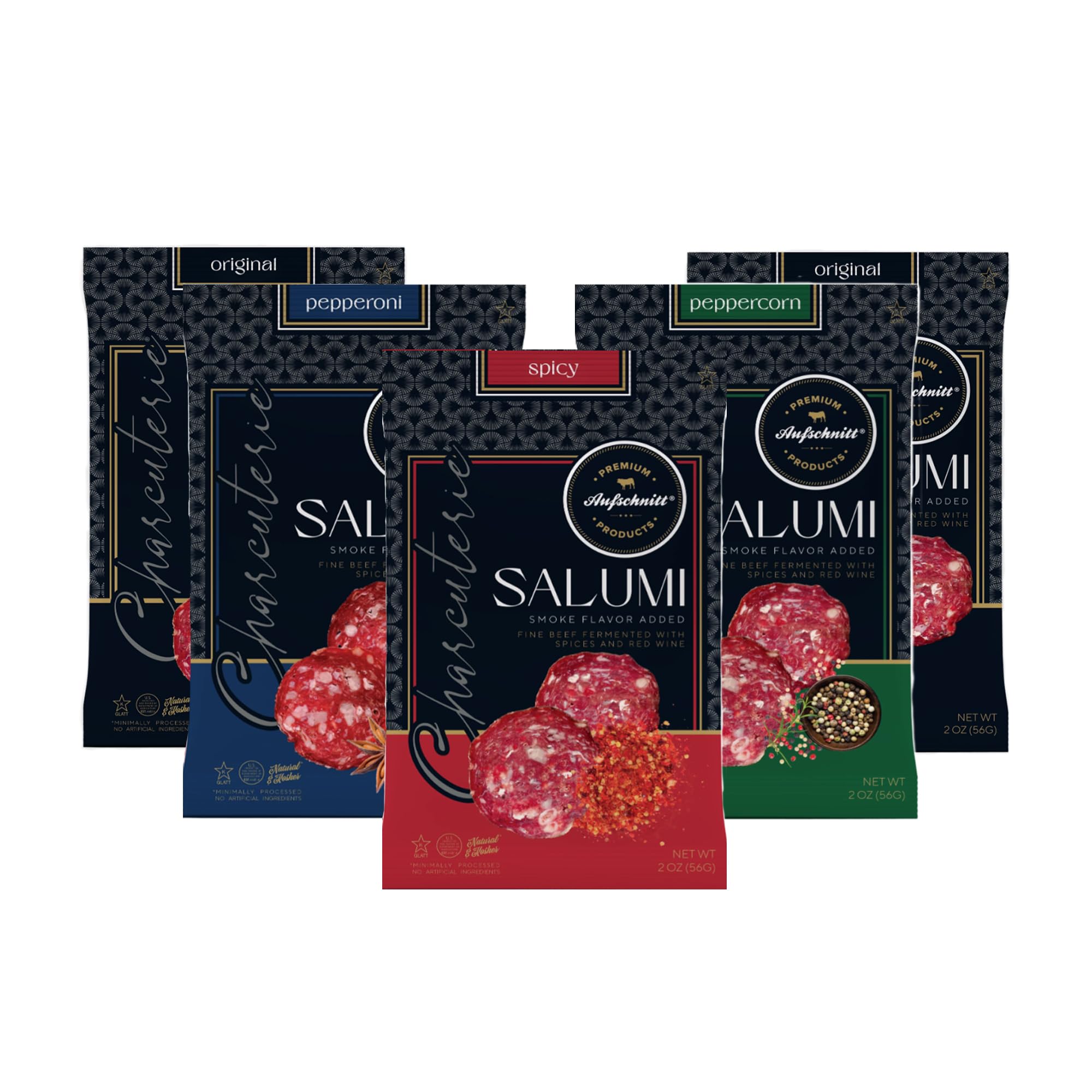 Premium Aufschnitt Products Salumi Variety (Peppercorn, Pepperoni, Spicy, 2pcs Original)