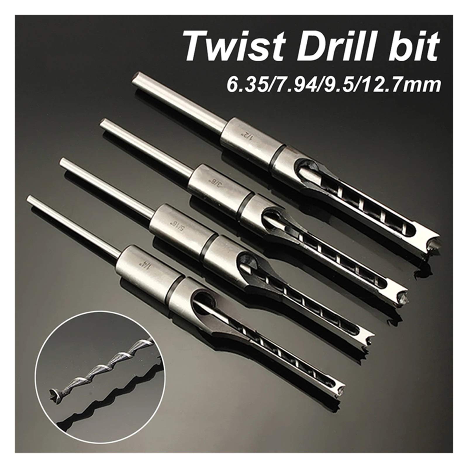 Generic 6.35/7.94/9.5/12.7mm HSS Wiertło Twist Wiertło Wiertło Drewniane Kwadratowe Otwór Ślimak Wiertła Bit Bit Bit Set(Set)