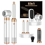 5 in 1 Hair Dryer Brush Set,Professional Negative Ionic Hot Air Styler, Air Curling Wrap Styler,Detachable Blow Dryer Brush With Auto Wrap Curlers,Hair Styling Tools For Straight/Curl/Drying/Smoothing