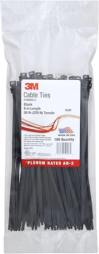 3M sujeción para cables, Negro, 50 lb, 8", Negro, 100 piezasbolsa