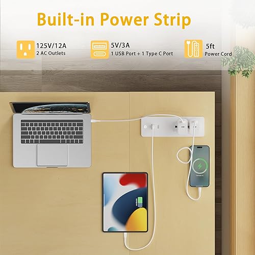 Miniatura 4 de TIQLAB Escritorio pequeño para computadora con tomas de corriente, escritorio en forma de L de 40 pulgadas con estantes reversibles, escritorio de