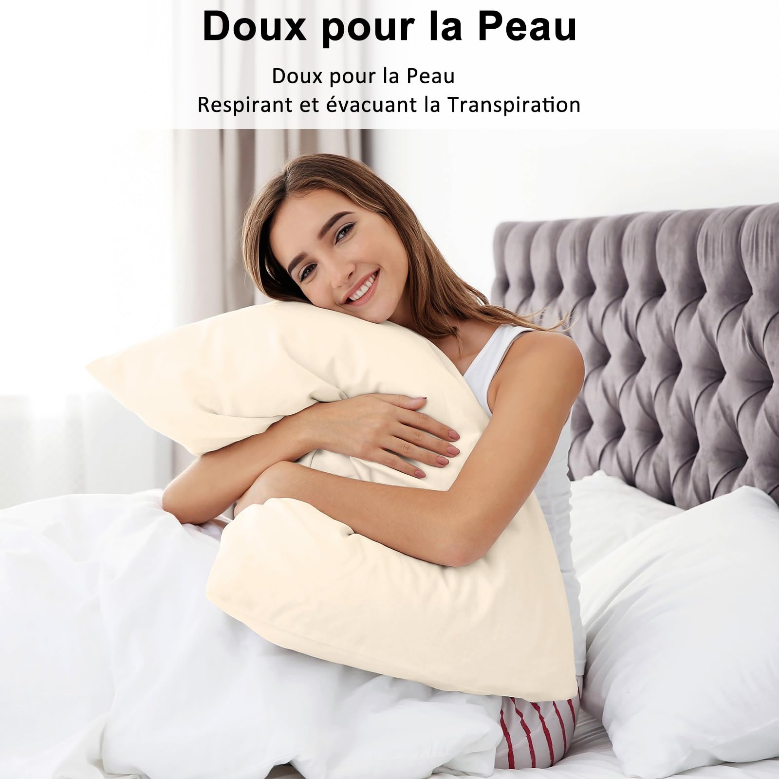 Lirex Lot de 2 Taie Oreiller 50 x 80 cm,100% Coton, 400 Fils, Taie d Lirex Lot de 2 Taie Oreiller 50 x 80 cm,100% Coton, 400 Fils, Taie d