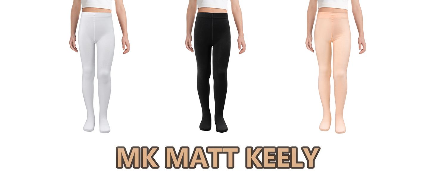 MK MATT KEELY 4-pack Strumpfhose voor meisjes 80 DEN Kinderstrumpfhosen Ballett Tanzstrumpfhose Blikdichte, wit, 6-8 Jaar