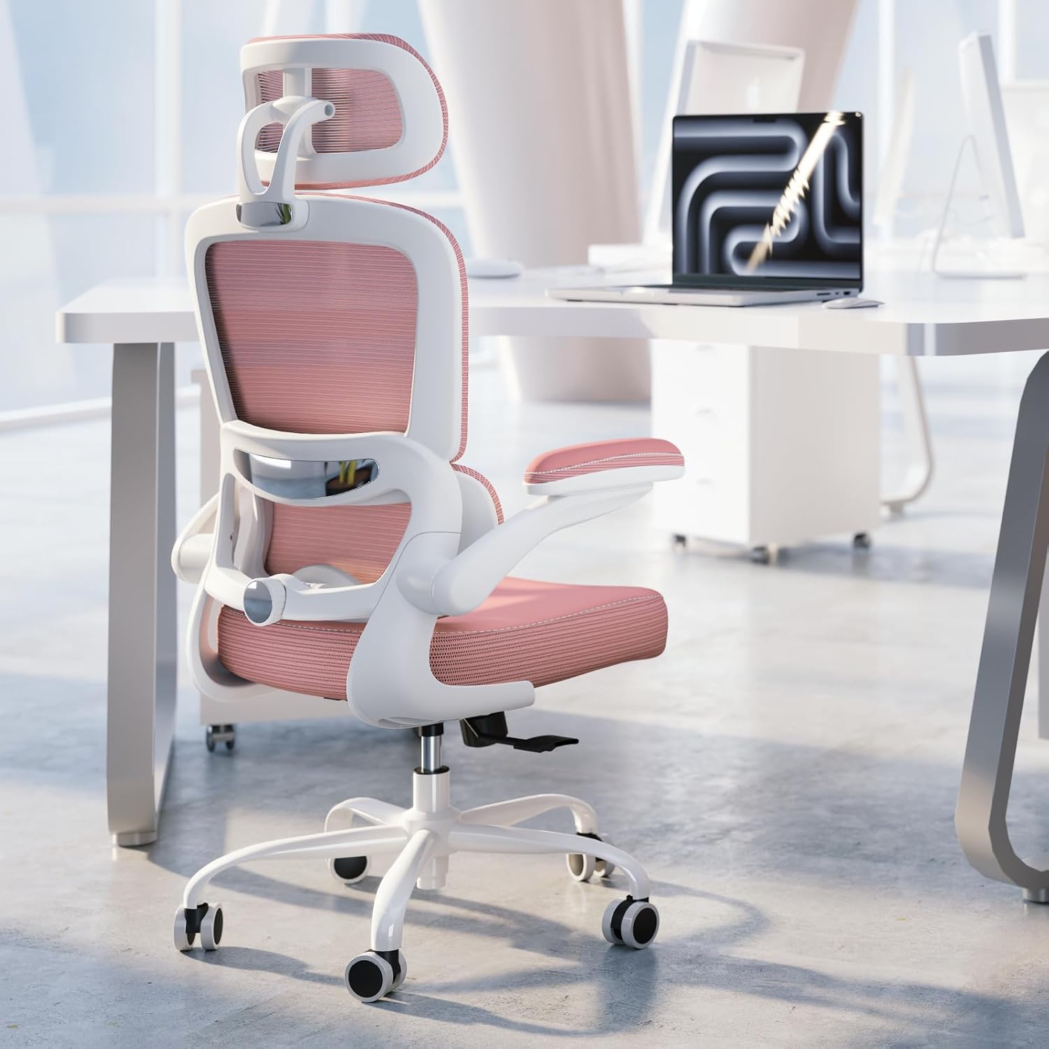 ErgoBloom – Pink Ergonomic Office Chair with Adjustable Lumbar