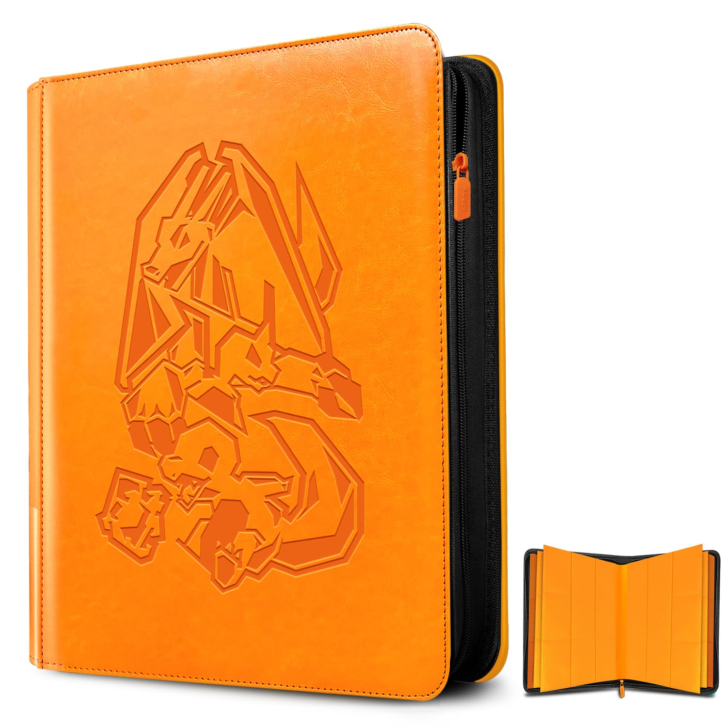 Douper Carpeta de 9 compartimentos, 540 tarjetas, para juegos de cartas con fundas de carga lateral (rojo anaranjado)