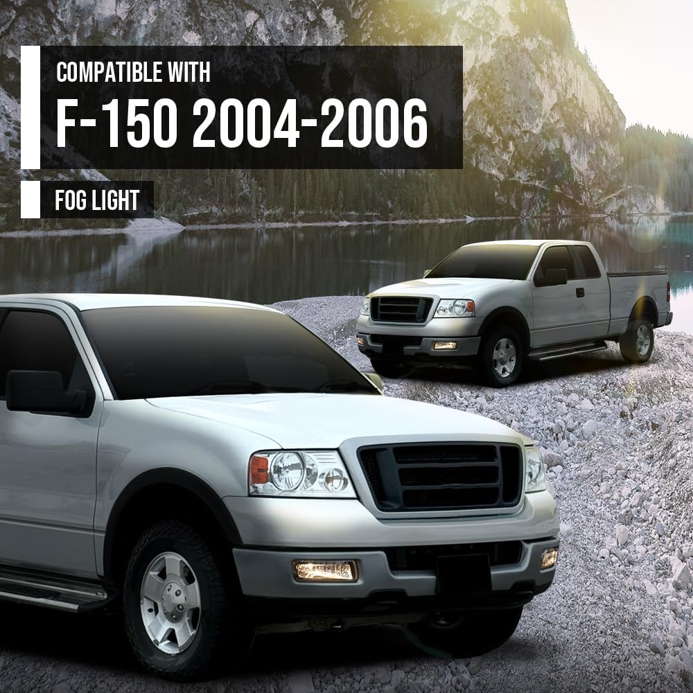 G-PLUS Fog Lights Lamp Set Compatible with Ford F150 2004-2006/ Compatible with Lincoln Mark LT 2006 Driver Left and Passenger Right Side Replacement One Pair Clear Lens