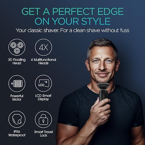 Miniatura 2 de VOYOR Maquinilla de afeitar eléctrica para hombre, afeitadora inalámbrica para afeitado con patillas facial, nariz, oído, pelo recargable, húmedo,