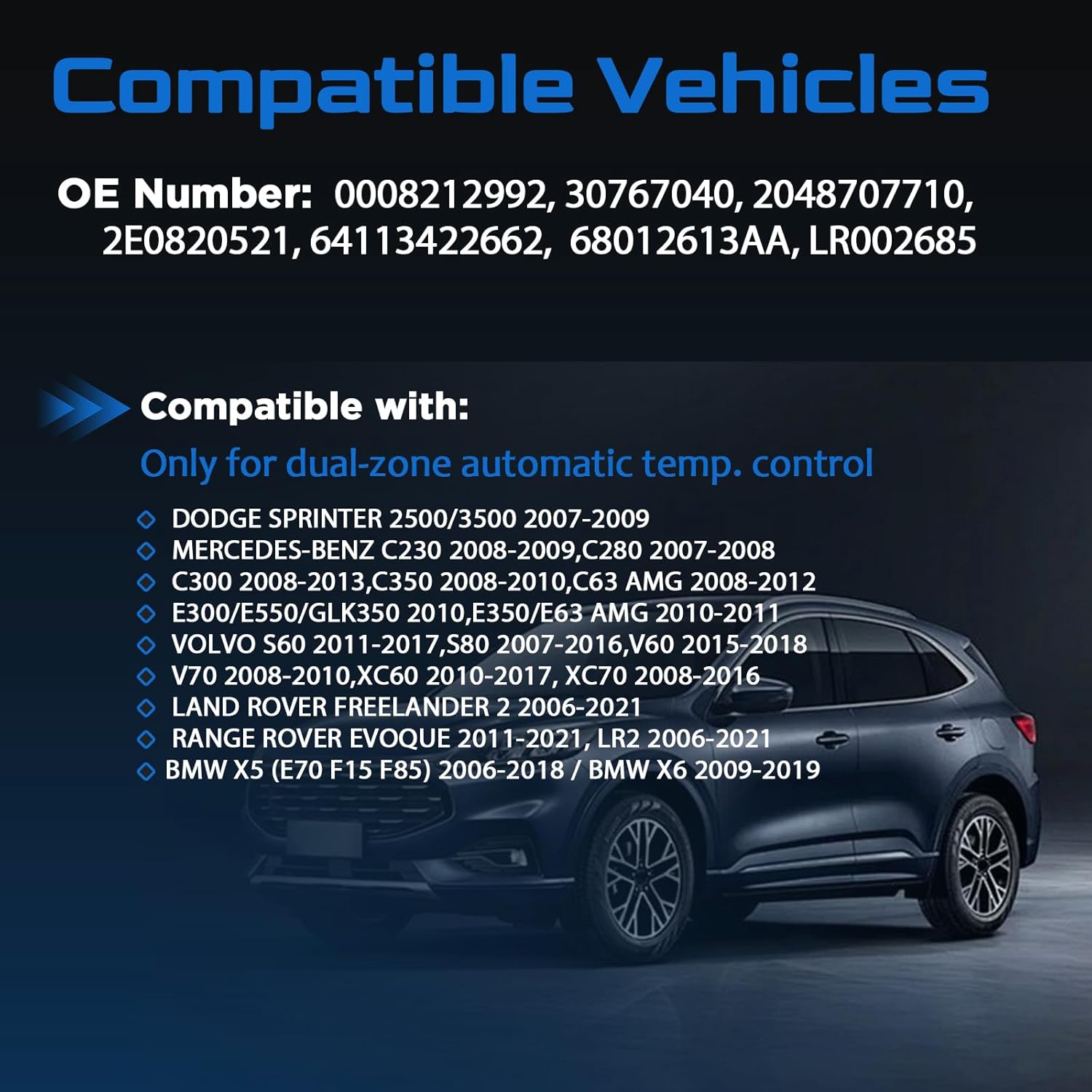 AITKEN A/C Blower Motor Resistor for Mercedes-Benz Sprinter 2500 3500 C300 C350 for Land Rover LR2 Range Rover Evoque for Volvo V60 S60 XC60 X70 XC70 S80 Replace #68012613AA,2048707710, LR002685