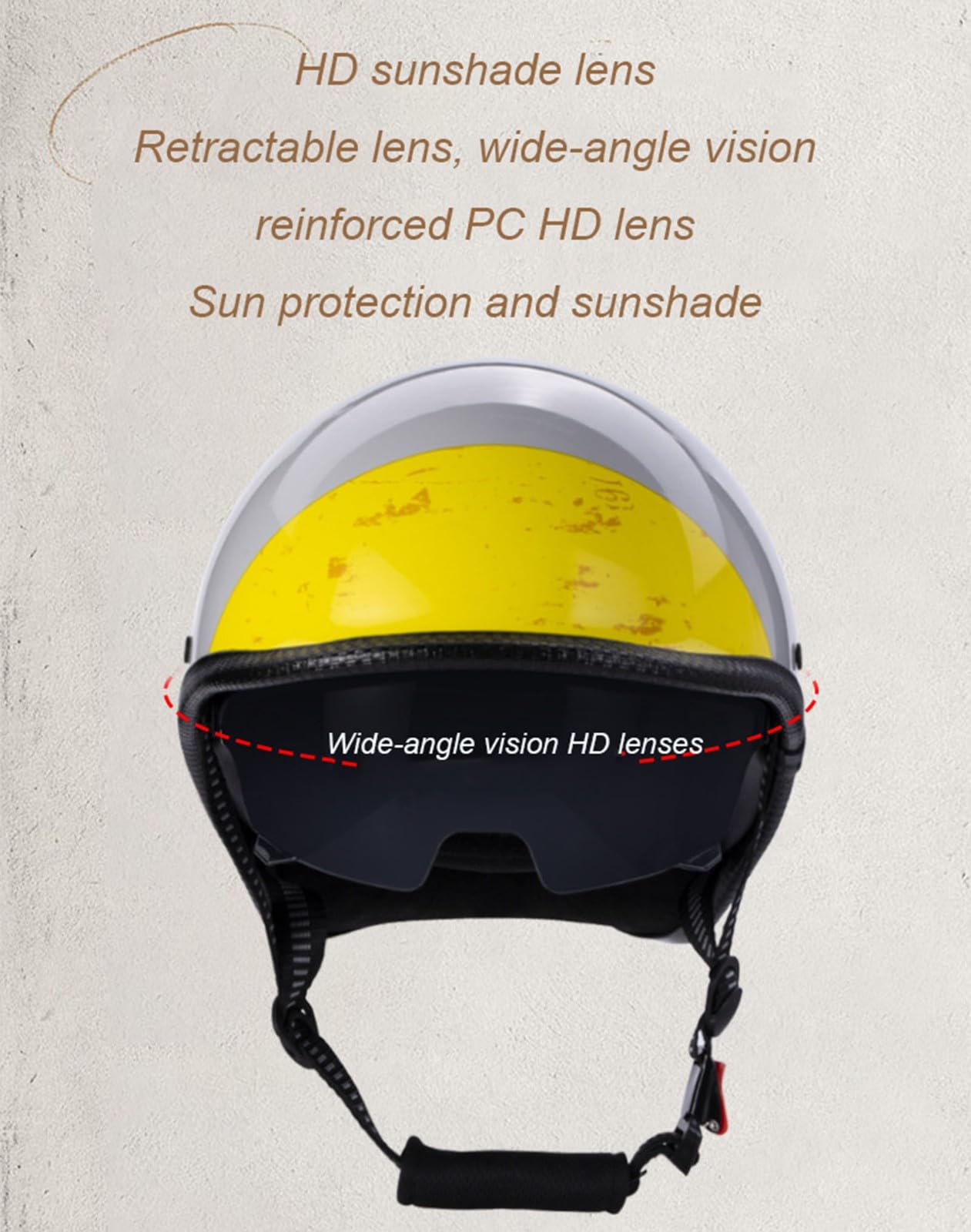 Casco Jet De Motocicleta Homologado Dot/ECE Casco Moto Vintage con Gafas,Cascos Jet Retro,Cascos Moto Hombre,Casco Aleman Moto para Crucero Chopper Ciclomoter
