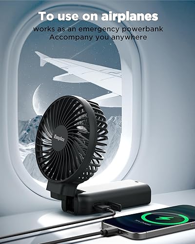Vista 57 de Mini ventilador de mano EasyAcc USB, ventilador de escritorio pequeño personal portátil, ventilador de mesa con ventilador eléctrico plegable