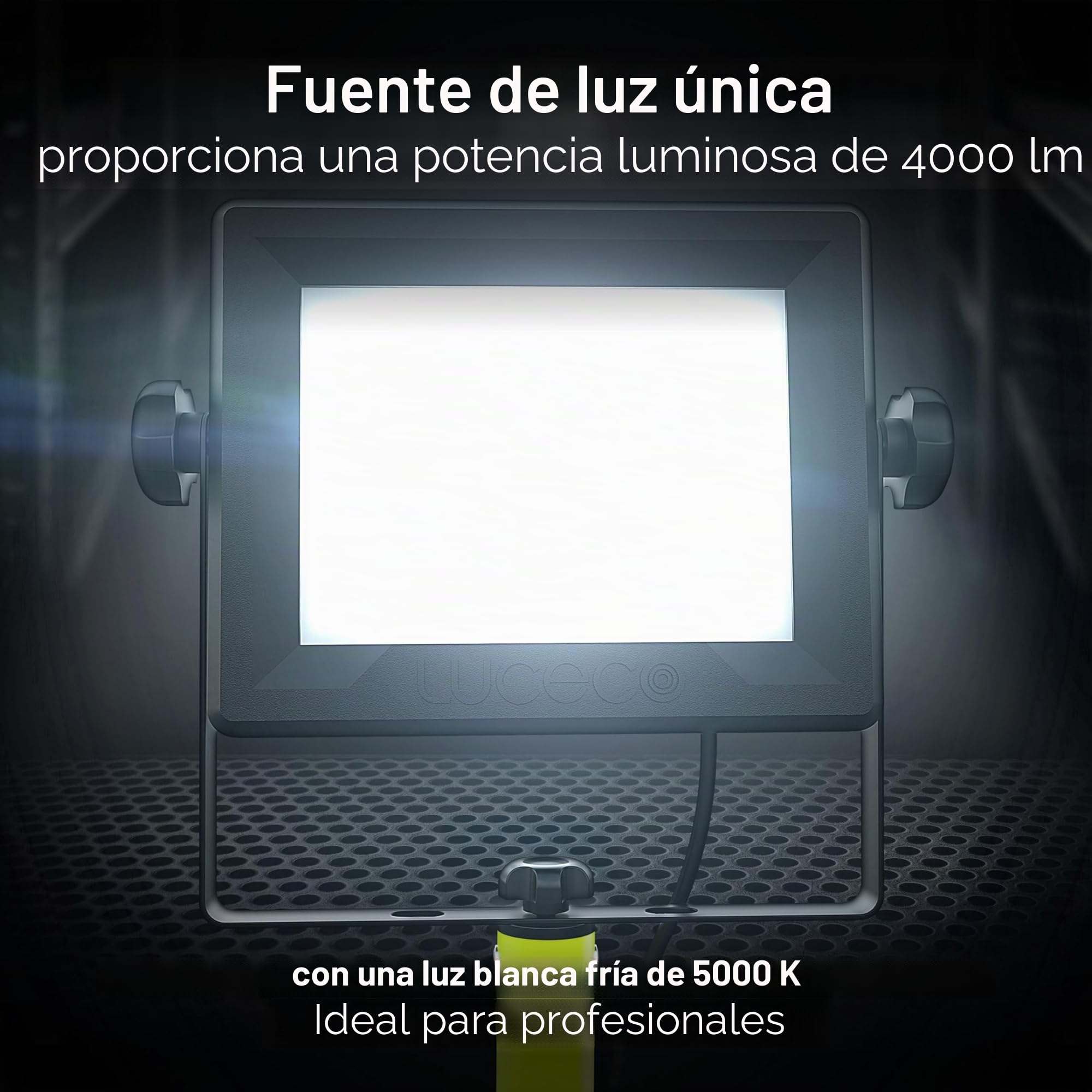 Luceco Foco de Trabajo Trípode 50W, Luz Portátil IP65 Impermeable, Lampara LED Portátil para Obras, Jardines, Automóviles, Garajes