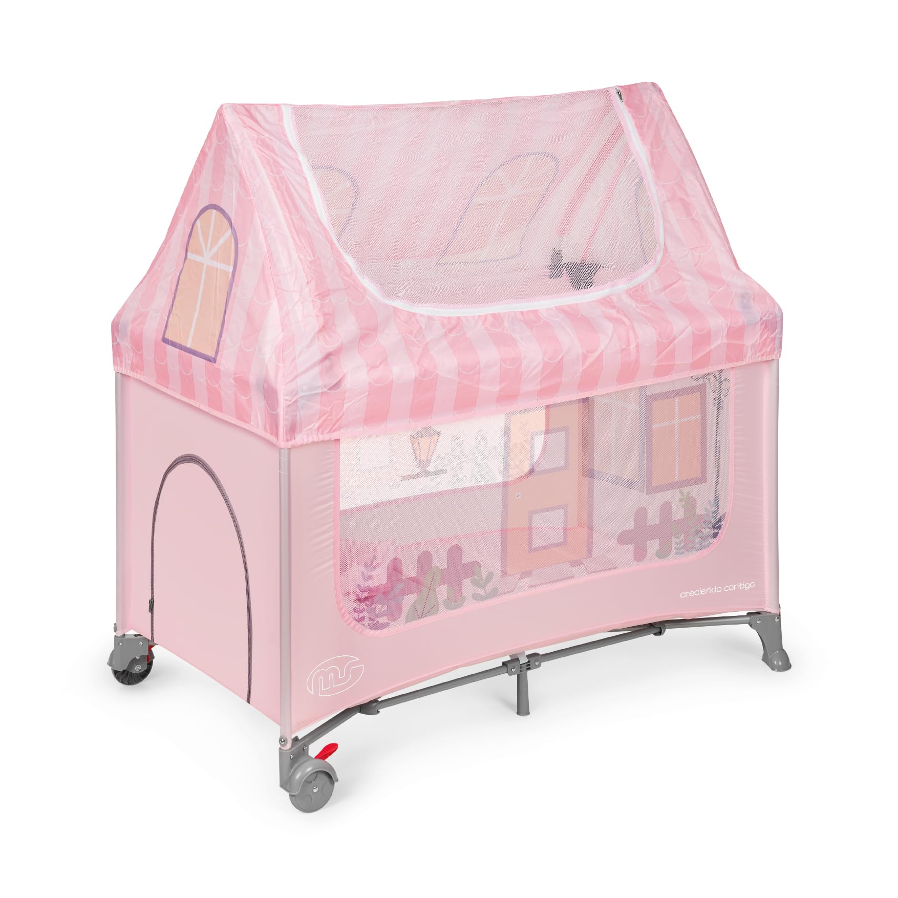 ms Home - Culla da viaggio simulazione casa per bebè 3 pezzi 120 x 60, incluso materasso e borsa per il trasporto, da 6 mesi a 15 kg, pieghevole e montaggio facile, struttura leggera e molto stabile