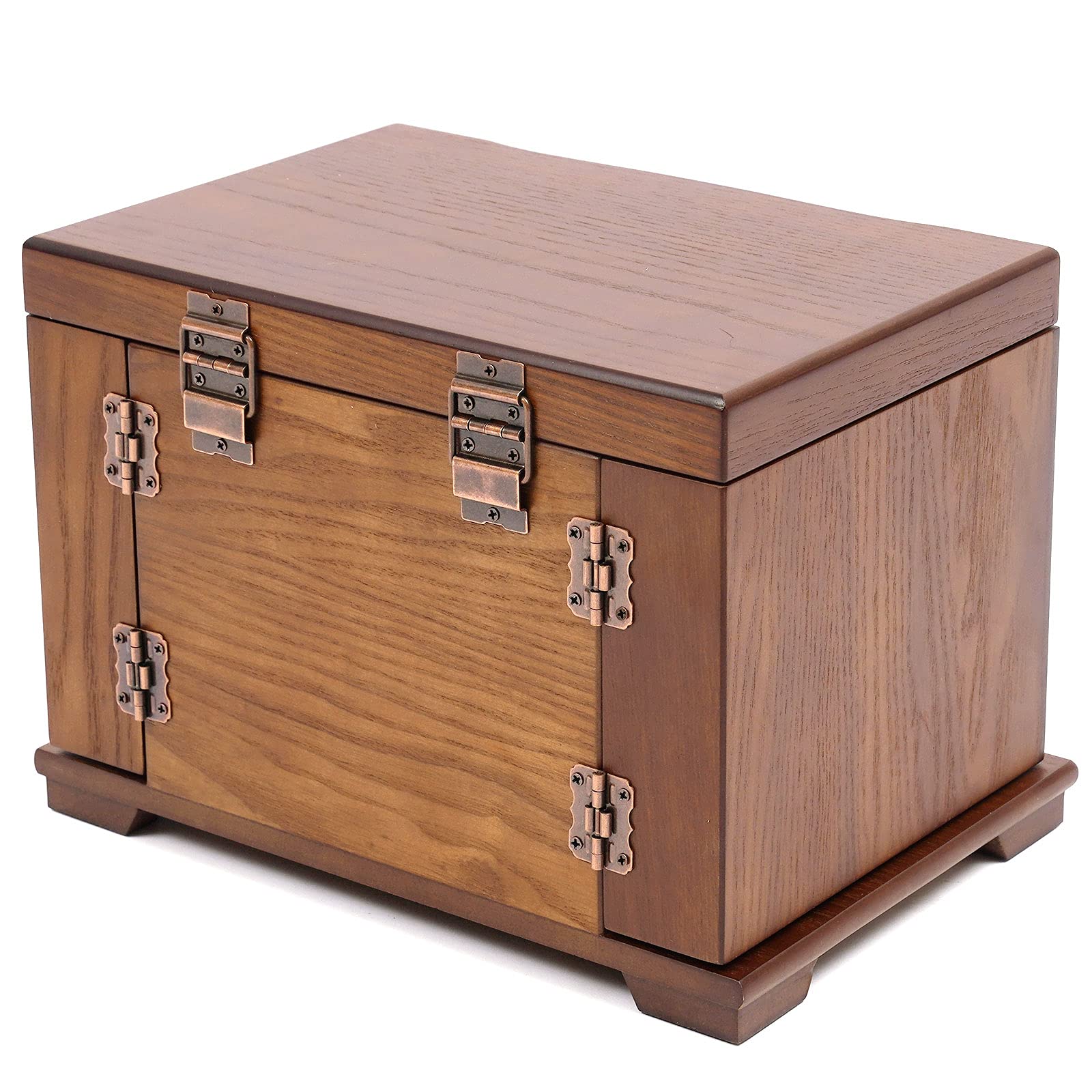 4 Schichten Schmuckschrank Schatulle Aus Holz Große Schmuck KäStchen Kasten AbschließBare Koffer Schaukasten Vitrine Lade Schmuckbox Gift Antike Mit Schloss Spiegel Abschließ Bar Braun