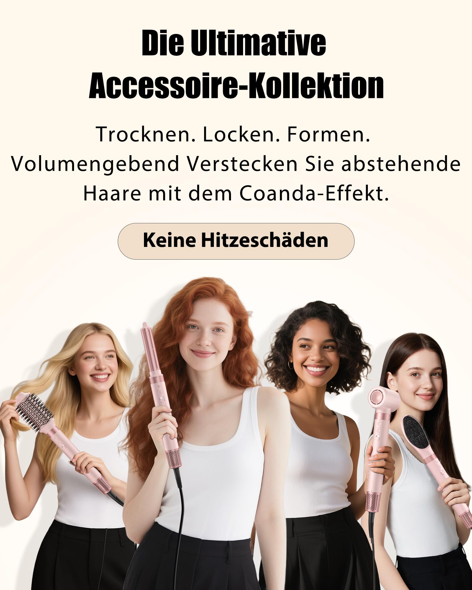 MESCOMB Sèche Cheveux Air Styler 5 en 1 Multifonctionnel 110000 RPM Brosse Soufflante avec Auto Boucleur a Air, Thermal Brush pour Sécher Boucler Lisser Trousse de Rangement