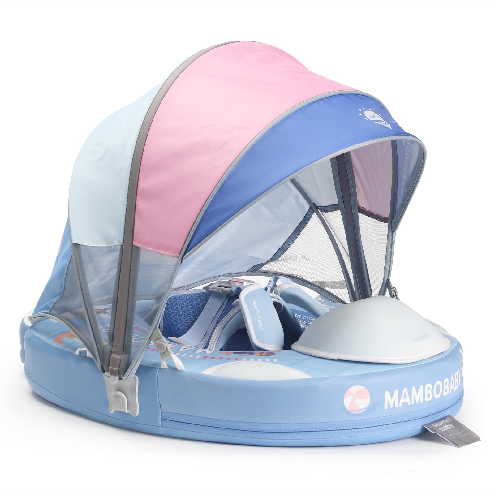Mambobaby Float with Canopy, Non-Inflatable Swim Trainer for Infants and Toddlers 3-24 Months, Avoid Flip Design, UPF 50+, Safe & Comfortable Baby Pool Float