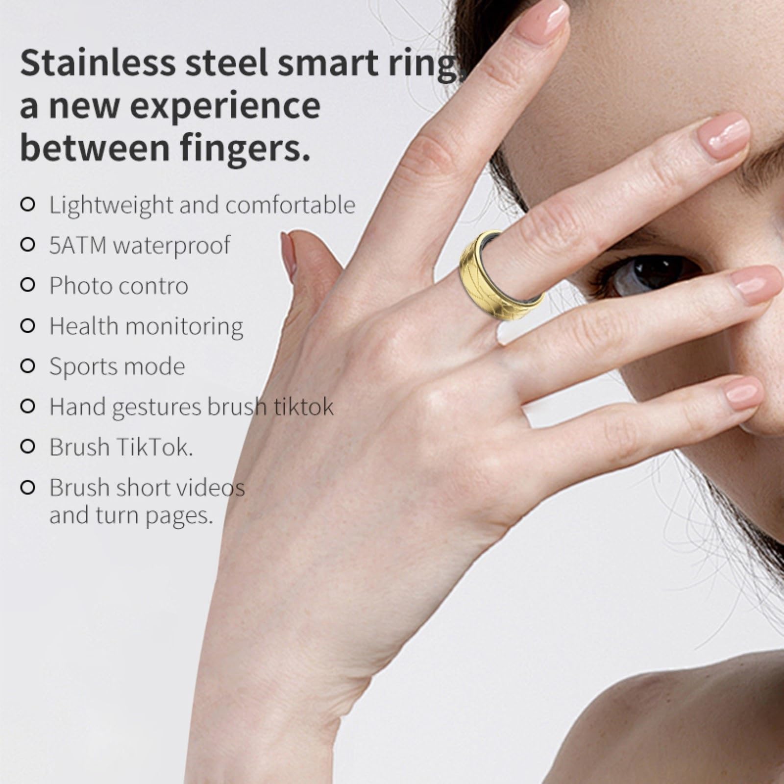 Anillo inteligente, rastreador de sueño, rastreador de ejercicios, tecnología de sensores avanzada, podómetros, anillo de salud, monitor de temperatura for deportes al aire libre(Silver+Charging case,